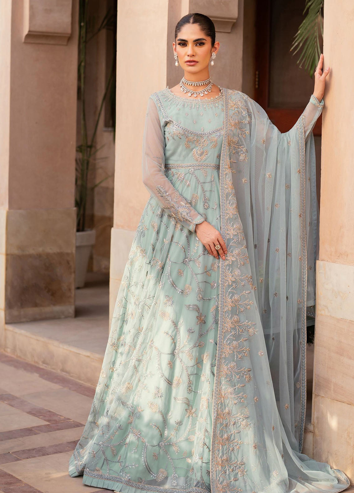 Sahiba By Zarif Formals Embroidered Net 3 Piece Unstitched Suit ZF25SFE D-SBA-06 INEESA Sahiba By Zarif Formals Embroidered Net 3 Piece Unstitched Suit ZF25SFE D-SBA-06 INEESA