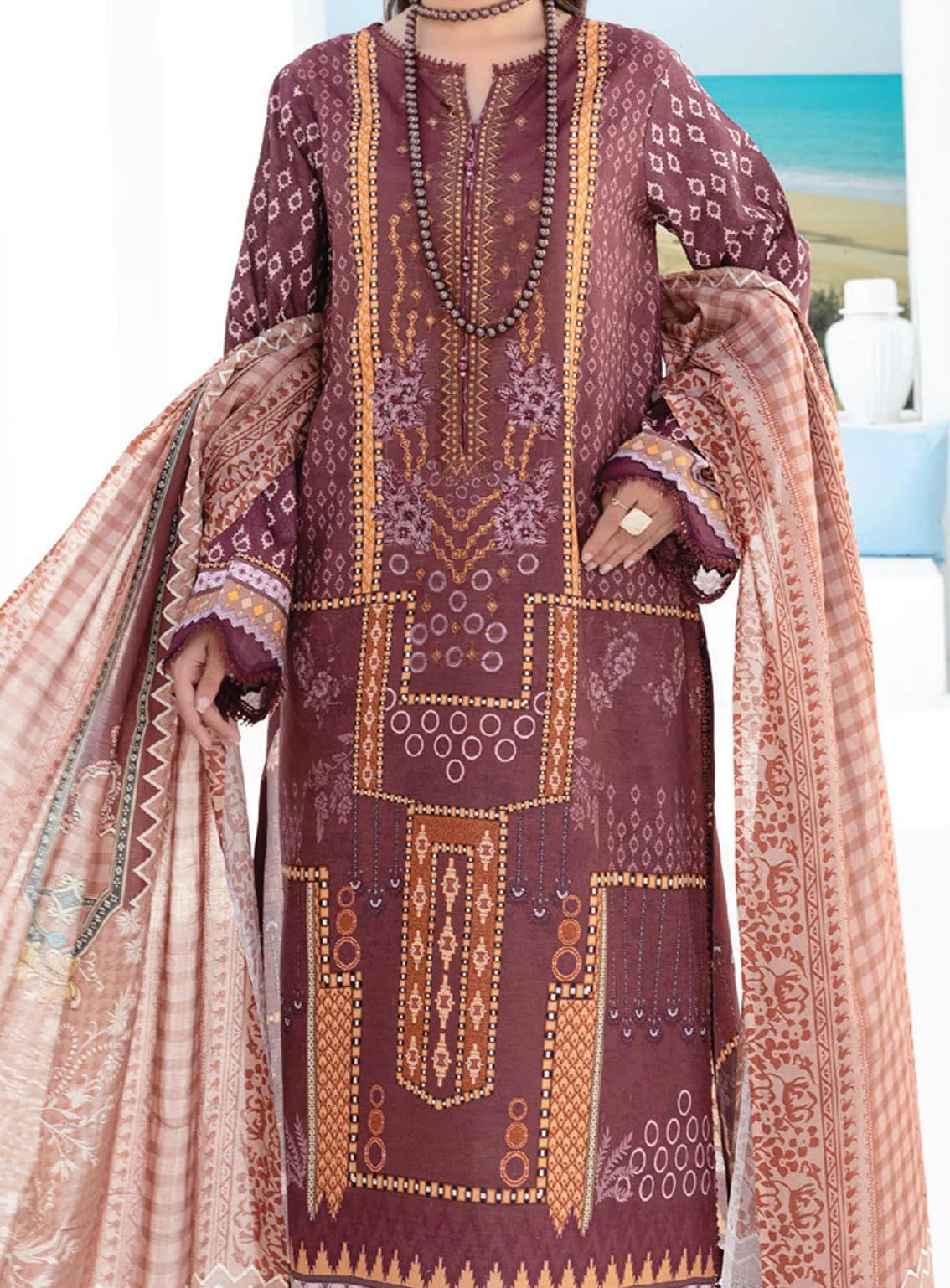 Saira Bano By Humdum Embroidered Lawn 3 Piece Unstitched Suit HD24S D-07 Saira Bano By Humdum Embroidered Lawn 3 Piece Unstitched Suit HD24S D-07