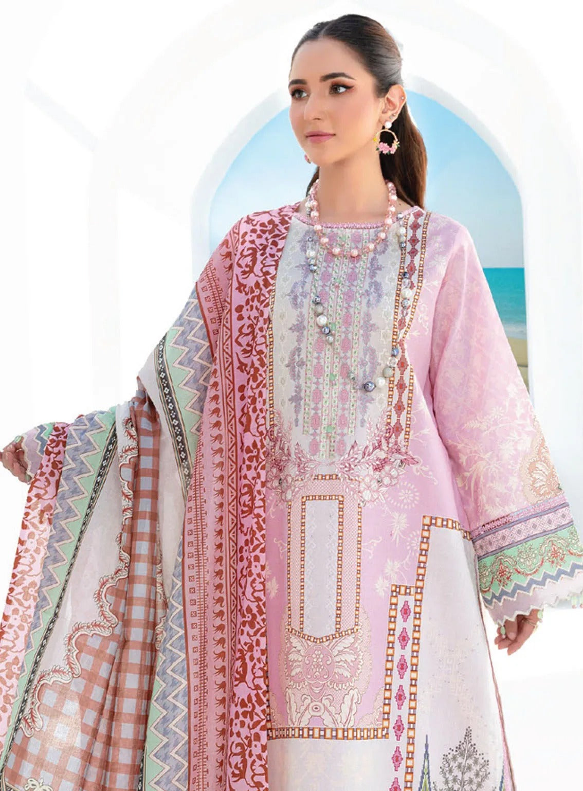 Saira Bano By Humdum Embroidered Lawn 3 Piece Unstitched Suit HD24S D-08 Saira Bano By Humdum Embroidered Lawn 3 Piece Unstitched Suit HD24S D-08