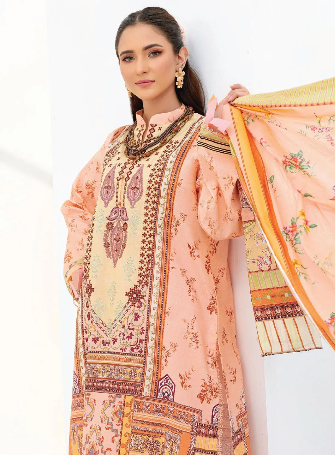 Saira Bano By Humdum Embroidered Lawn 3 Piece Unstitched Suit HD24S D-10 Saira Bano By Humdum Embroidered Lawn 3 Piece Unstitched Suit HD24S D-10