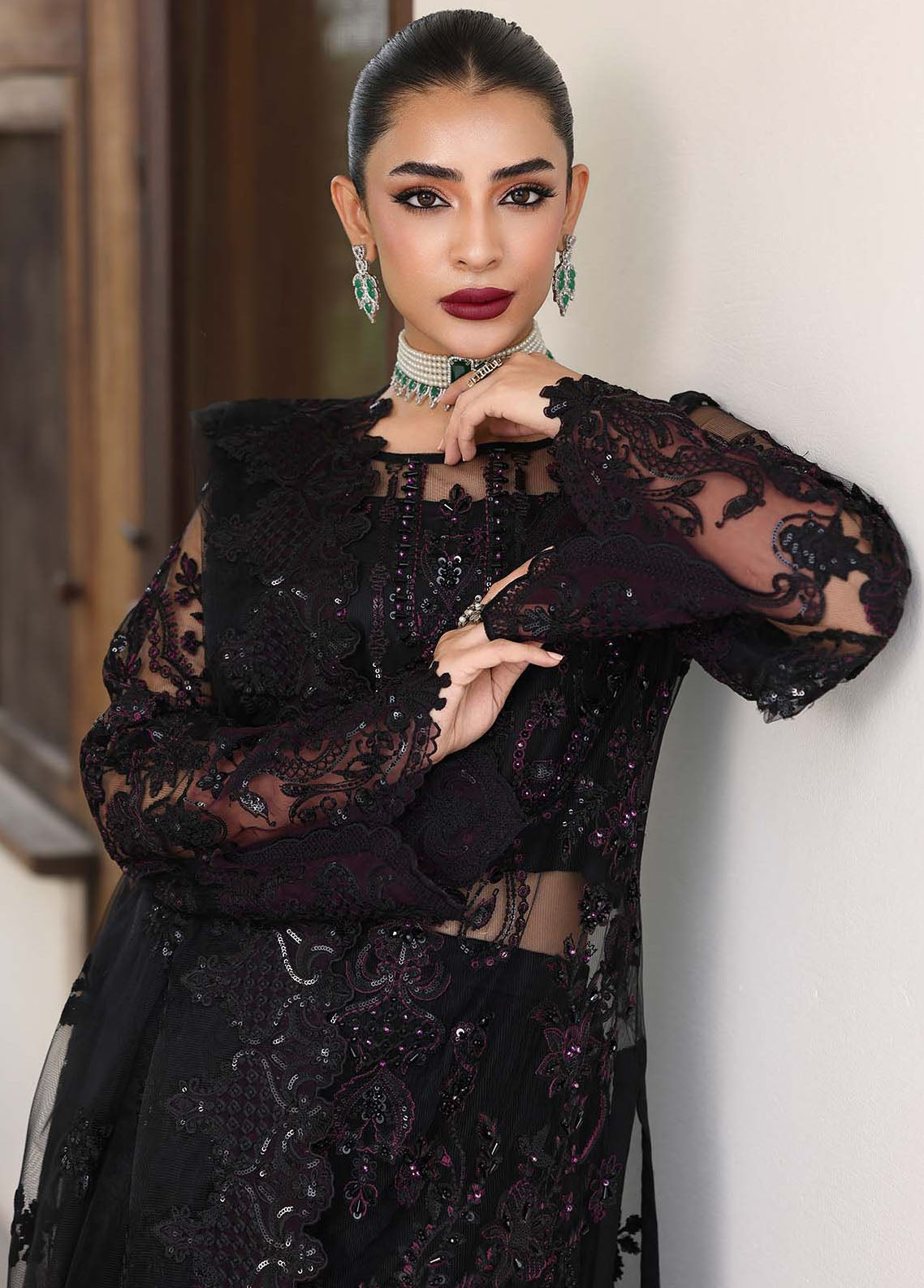 Saiyara By Imrozia Embroidered Net 3 Piece Unstitched Suit IM25SLF D-I-237 ASEEL Saiyara By Imrozia Embroidered Net 3 Piece Unstitched Suit IM25SLF D-I-237 ASEEL