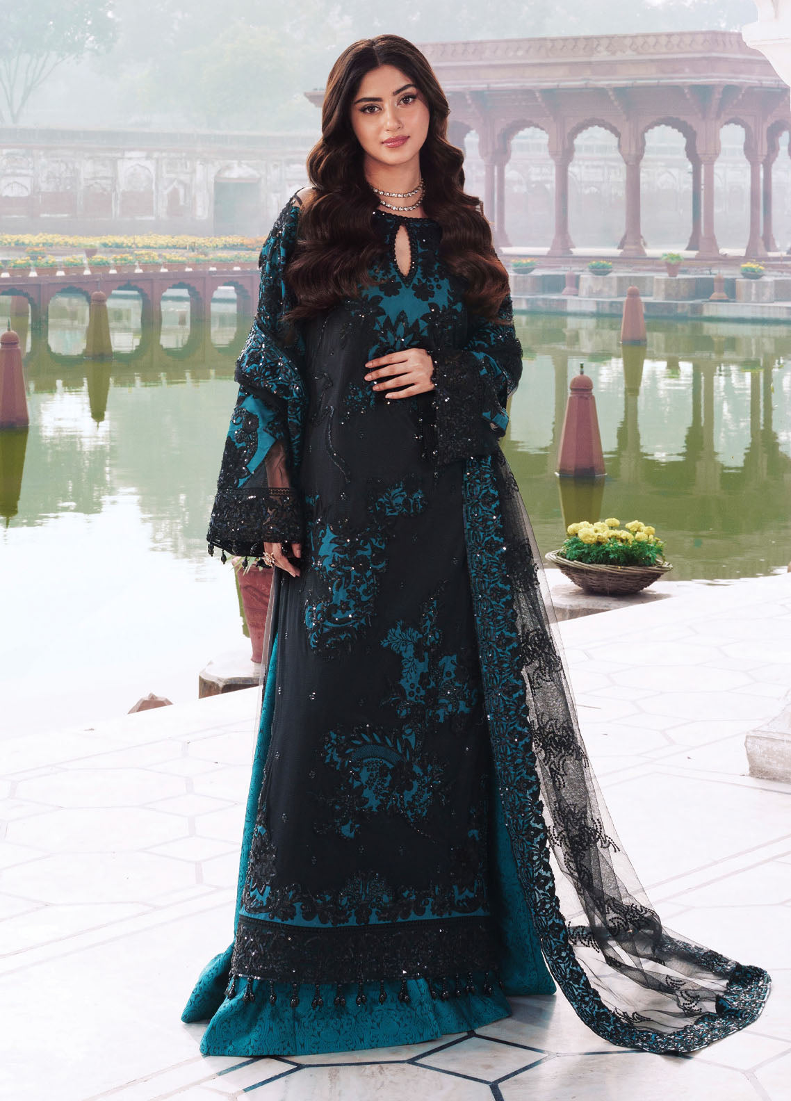 Sajal By Imrozia Premium Embroidered Net 3 Piece Unstitched Suit IM26SV2 D-I-256 SHABNUM Sajal By Imrozia Premium Embroidered Net 3 Piece Unstitched Suit IM26SV2 D-I-256 SHABNUM