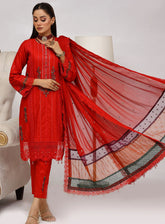 Sajni By Pakdaman Luxury Embroidered Lawn 3 Piece Stitched Suit PDF24S D-9902