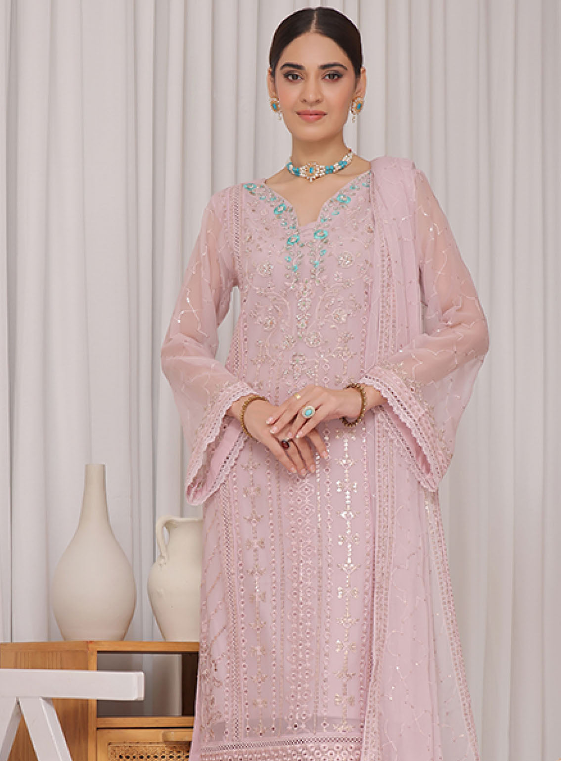 Sajni By Shamooz Embroidered Chiffon 3 Piece Unstitched Suit SZ24S SU-101 WIND ROSE Sajni By Shamooz Embroidered Chiffon 3 Piece Unstitched Suit SZ24S SU-101 WIND ROSE