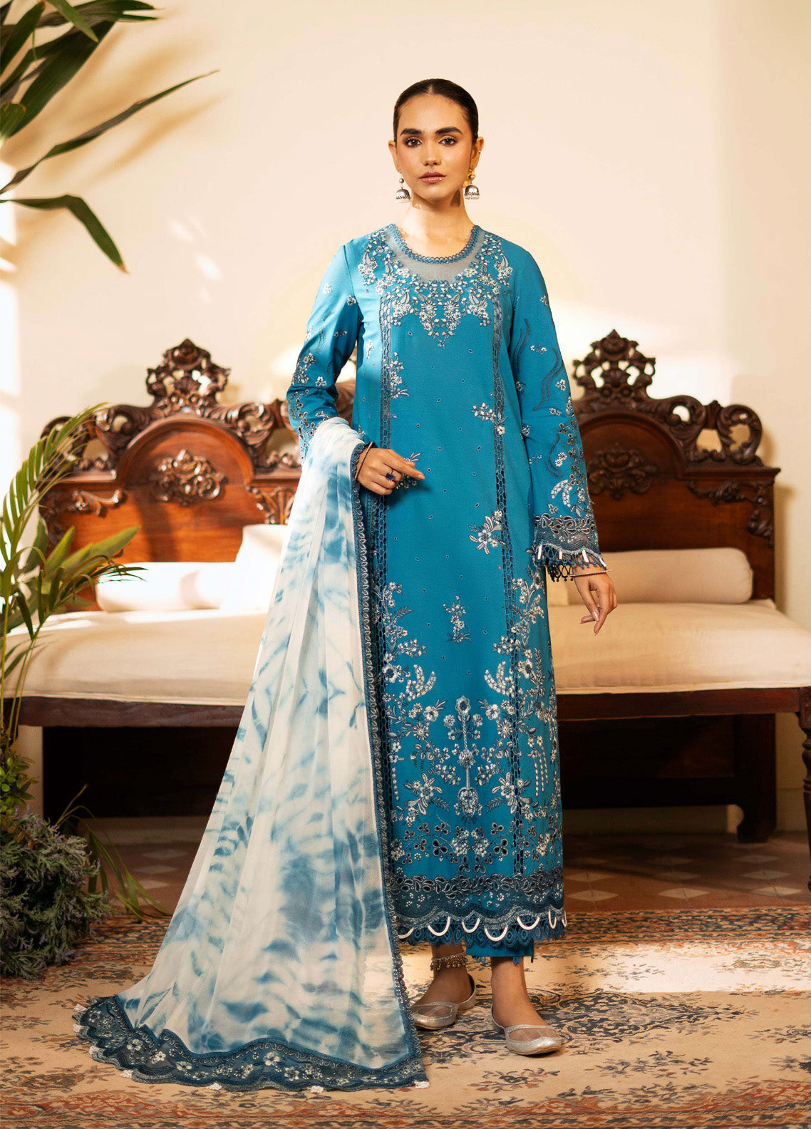 Sajni By Zarposh Embroidered Lawn 3 Piece Unstitched Suit ZP25S D-AZAL Sajni By Zarposh Embroidered Lawn 3 Piece Unstitched Suit ZP25S D-AZAL