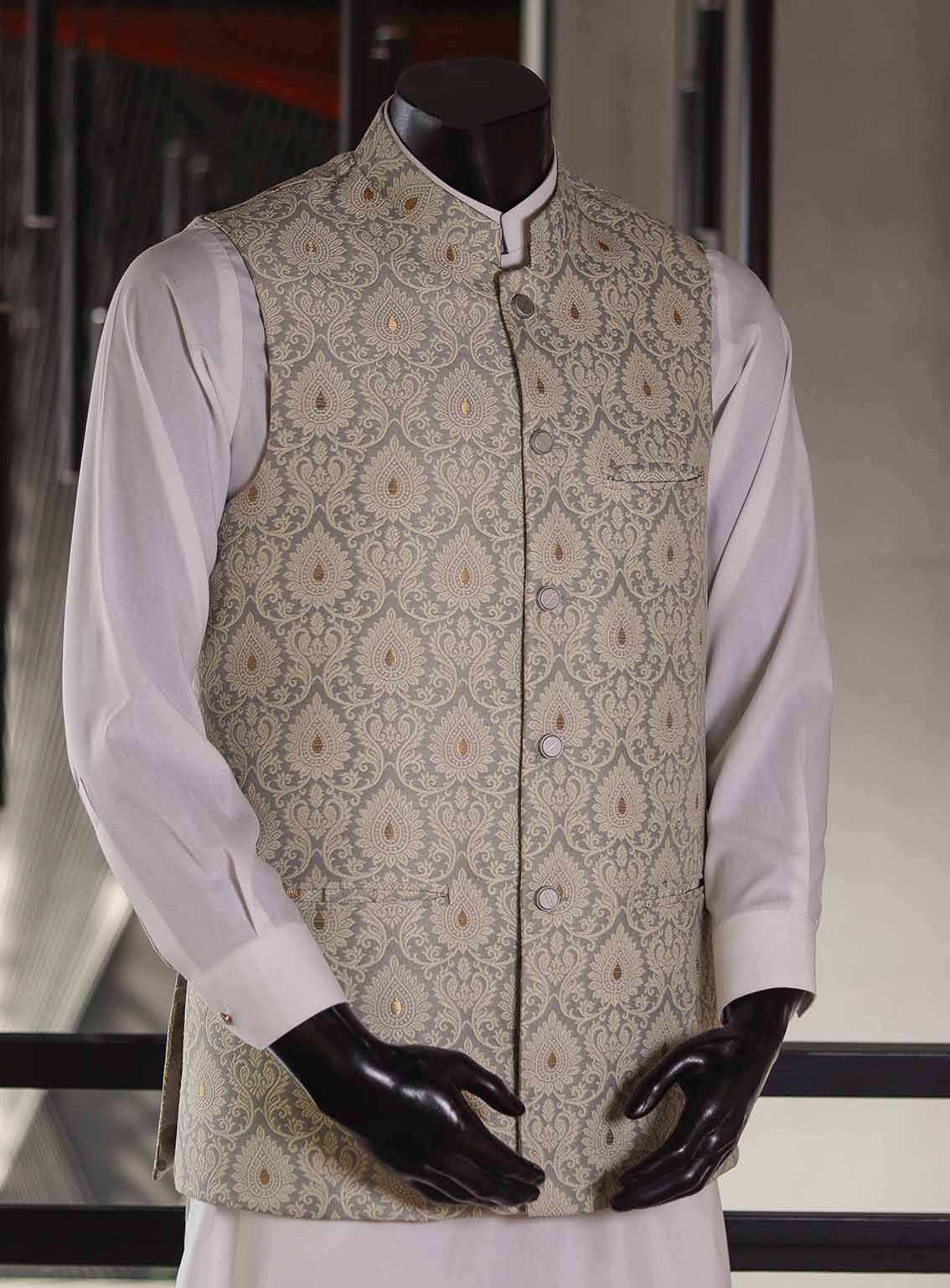 Sami Saeed Designer Cotton Stitched Waistcoat SS25DVC D-4789-LG Sami Saeed Designer Cotton Stitched Waistcoat SS25DVC D-4789-LG