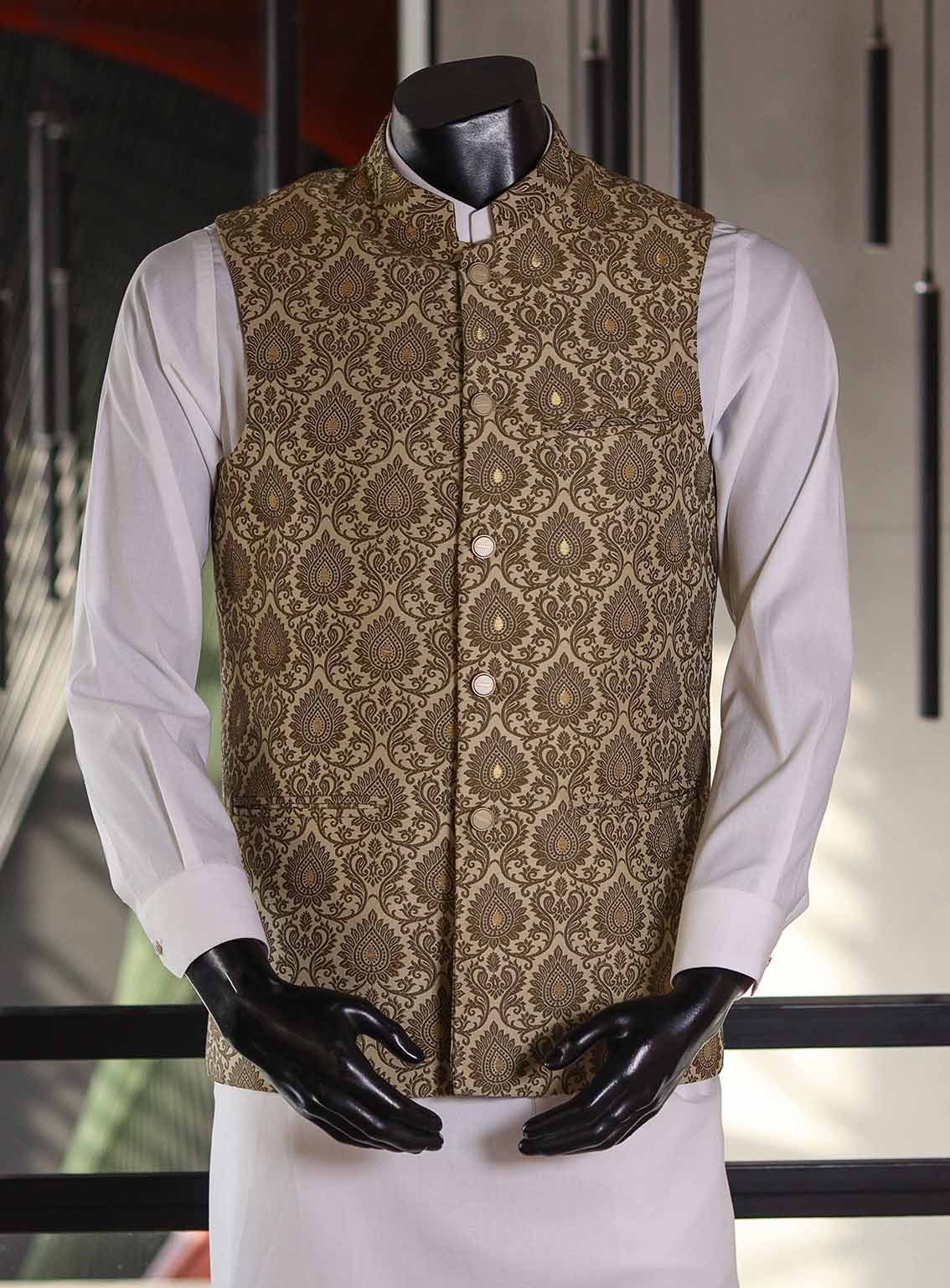 Sami Saeed Designer Cotton Stitched Waistcoat SS25DVC D-5012-MD Sami Saeed Designer Cotton Stitched Waistcoat SS25DVC D-5012-MD