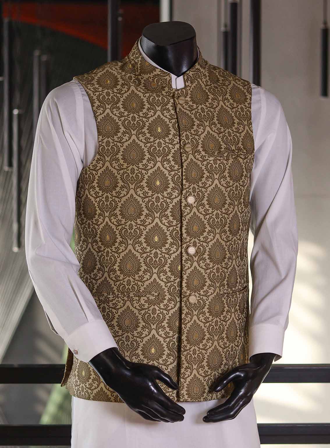 Sami Saeed Designer Cotton Stitched Waistcoat SS25DVC D-5012-MD Sami Saeed Designer Cotton Stitched Waistcoat SS25DVC D-5012-MD