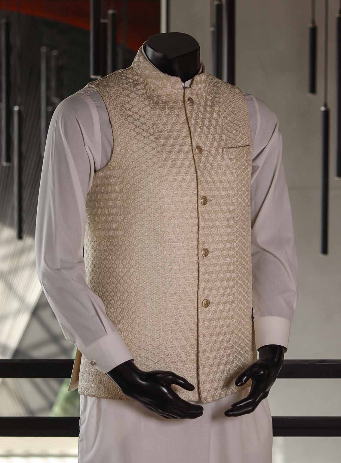 Sami Saeed Designer Raw Silk Stitched Waistcoat SS25DVC D-02345-FN Sami Saeed Designer Raw Silk Stitched Waistcoat SS25DVC D-02345-FN
