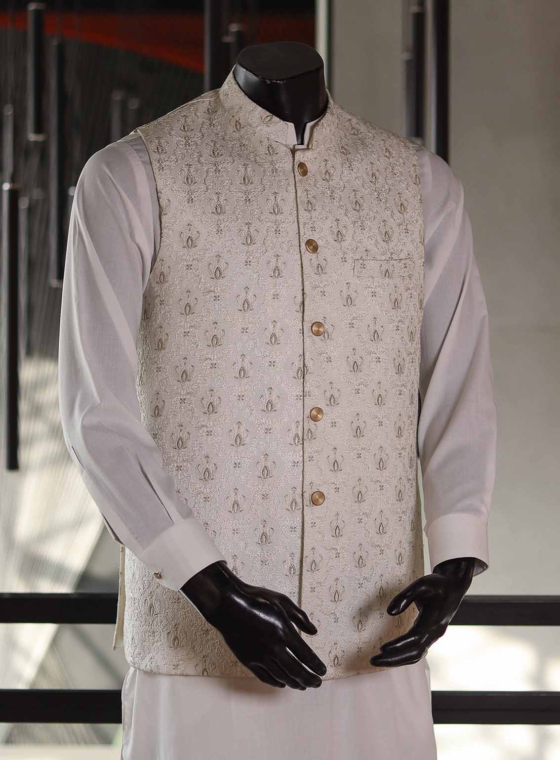 Sami Saeed Designer Raw Silk Stitched Waistcoat SS25DVC D-35674-FW Sami Saeed Designer Raw Silk Stitched Waistcoat SS25DVC D-35674-FW