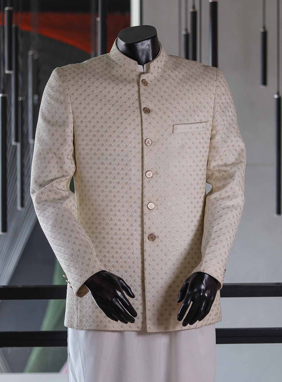 Sami Saeed Embroidered Raw Silk Prince Coat SS25PC D-12334-OW Sami Saeed Embroidered Raw Silk Prince Coat SS25PC D-12334-OW