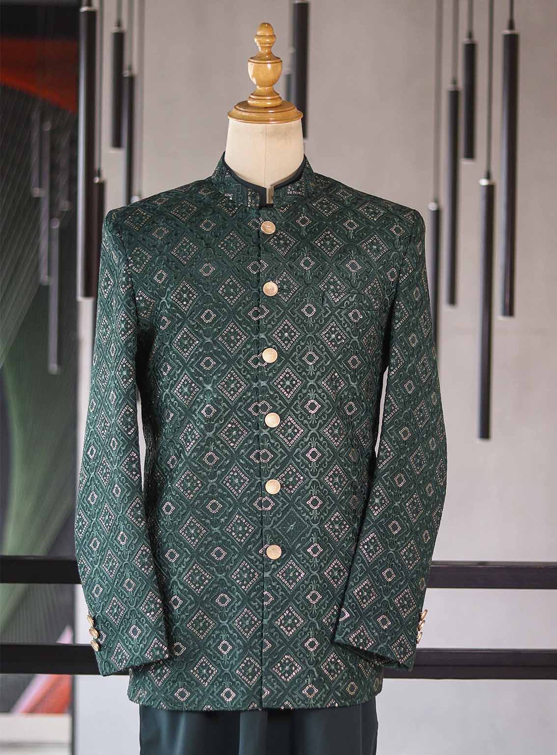 Sami Saeed Embroidered Raw Silk Prince Coat SS25PC D-56789-GR Sami Saeed Embroidered Raw Silk Prince Coat SS25PC D-56789-GR