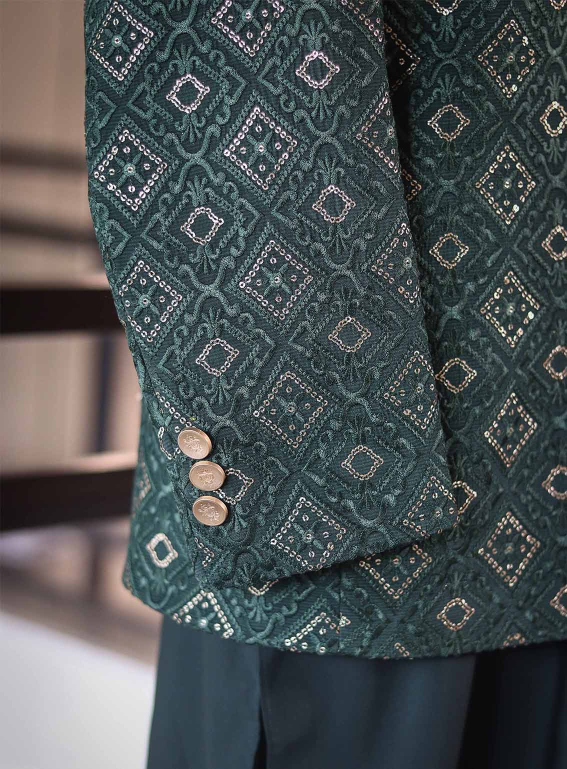 Sami Saeed Embroidered Raw Silk Prince Coat SS25PC D-56789-GR Sami Saeed Embroidered Raw Silk Prince Coat SS25PC D-56789-GR