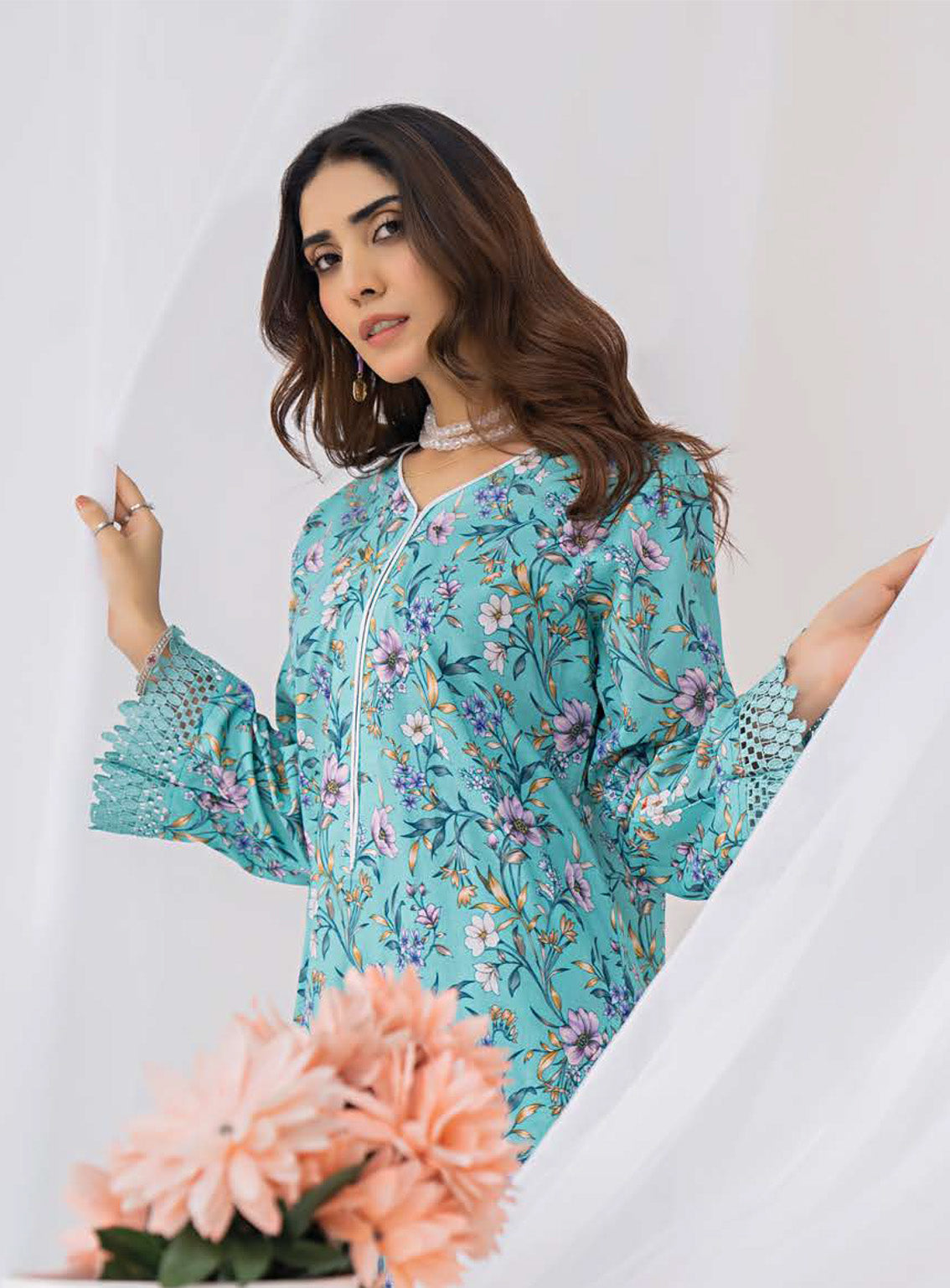 Sana & Samia By Lala Textile Digital Airjet Printed Cambric 2 Piece Unstitched Suit LT24S&S LS-092 EMERALD Sana & Samia By Lala Textile Digital Airjet Printed Cambric 2 Piece Unstitched Suit LT24S&S LS-092 EMERALD