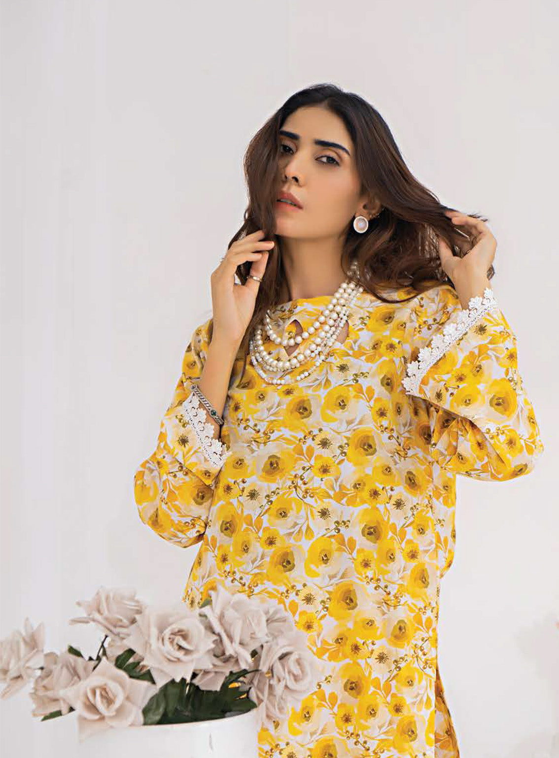 Sana & Samia By Lala Textile Digital Airjet Printed Cambric 2 Piece Unstitched Suit LT24S&S LS-098 DAFFODIL Sana & Samia By Lala Textile Digital Airjet Printed Cambric 2 Piece Unstitched Suit LT24S&S LS-098 DAFFODIL
