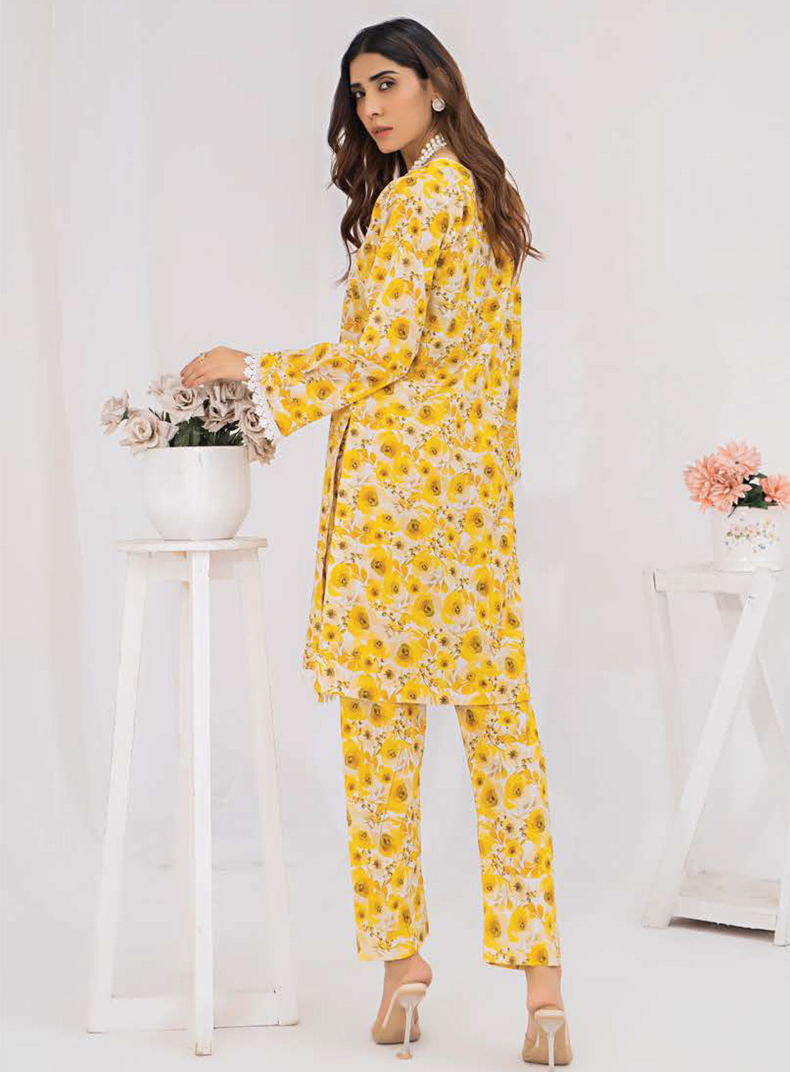 Sana & Samia By Lala Textile Digital Airjet Printed Cambric 2 Piece Unstitched Suit LT24S&S LS-098 DAFFODIL Sana & Samia By Lala Textile Digital Airjet Printed Cambric 2 Piece Unstitched Suit LT24S&S LS-098 DAFFODIL