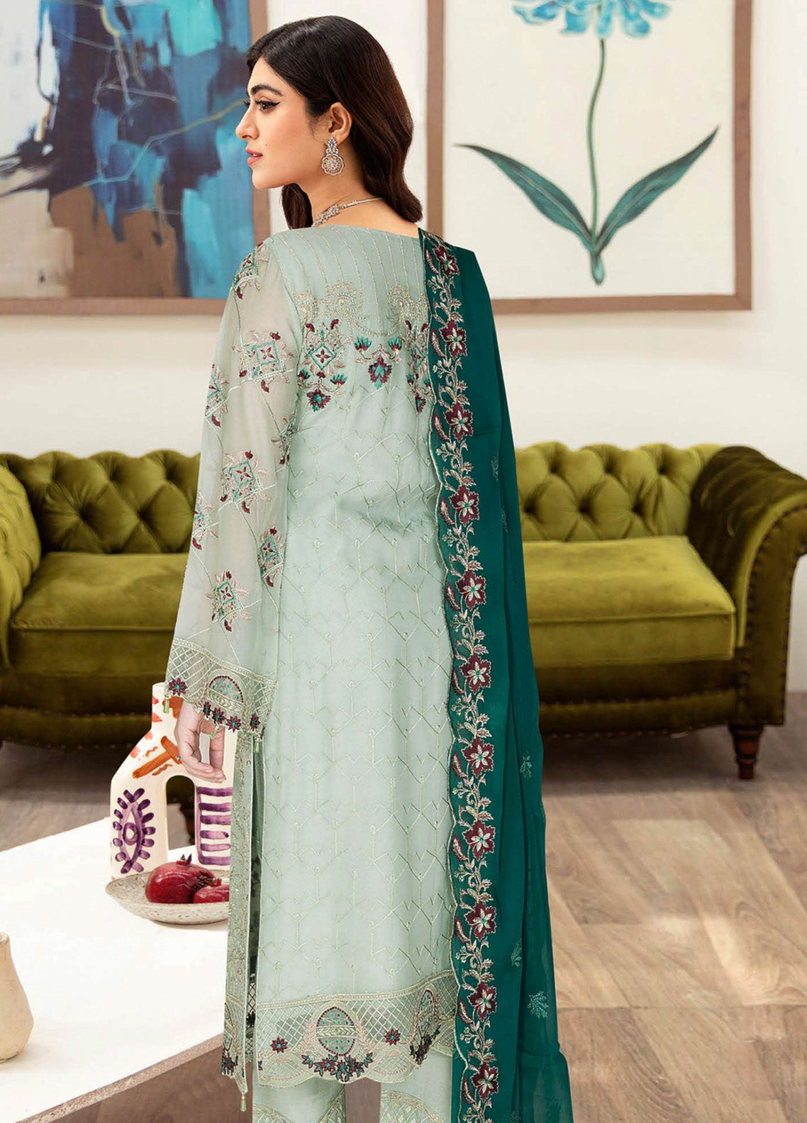Sangeet By Ramsha Embroidered Chiffon 3 Piece Semi Stitched Suit RM24SV1 B-102 Sangeet By Ramsha Embroidered Chiffon 3 Piece Semi Stitched Suit RM24SV1 B-102