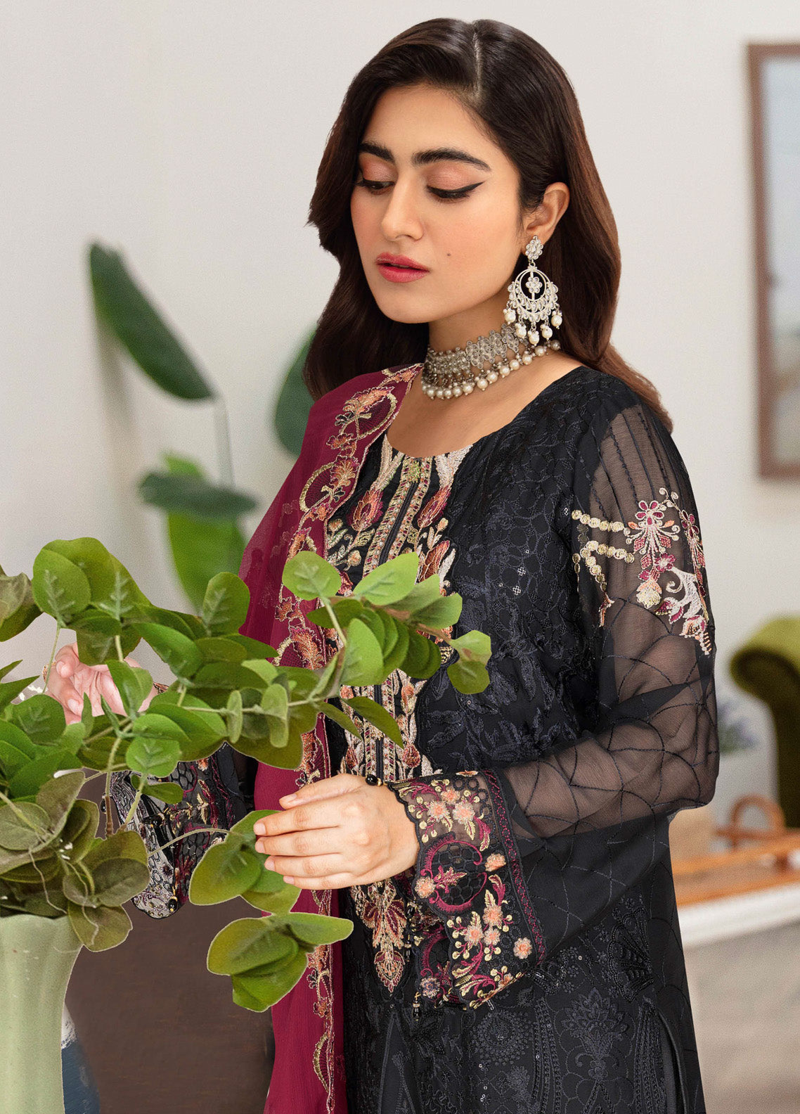 Sangeet By Ramsha Embroidered Chiffon 3 Piece Semi Stitched Suit RM24SV1 B-103 Sangeet By Ramsha Embroidered Chiffon 3 Piece Semi Stitched Suit RM24SV1 B-103