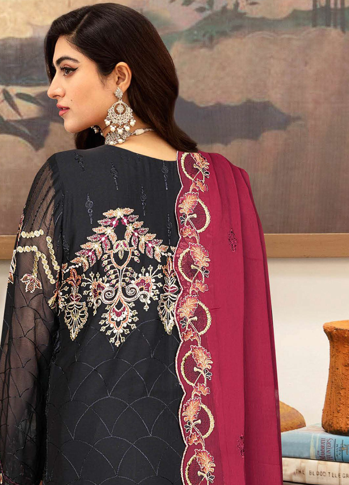 Sangeet By Ramsha Embroidered Chiffon 3 Piece Semi Stitched Suit RM24SV1 B-103 Sangeet By Ramsha Embroidered Chiffon 3 Piece Semi Stitched Suit RM24SV1 B-103
