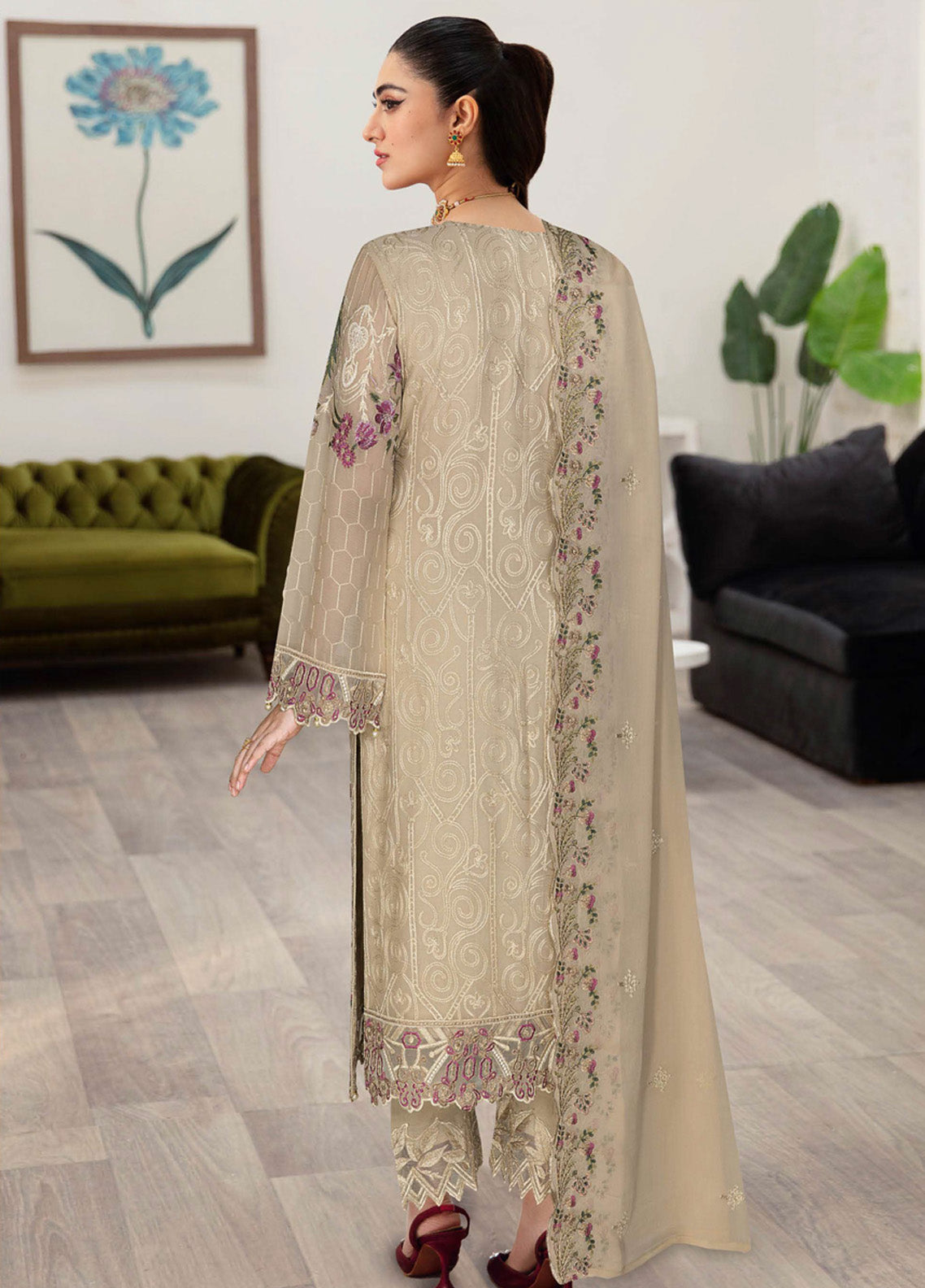 Sangeet By Ramsha Embroidered Chiffon 3 Piece Semi Stitched Suit RM24SV1 B-104 Sangeet By Ramsha Embroidered Chiffon 3 Piece Semi Stitched Suit RM24SV1 B-104