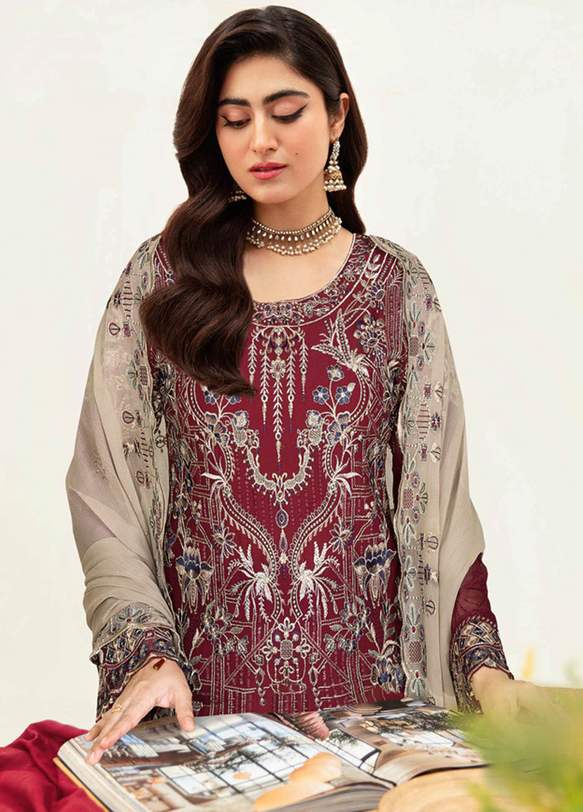 Sangeet By Ramsha Embroidered Chiffon 3 Piece Semi Stitched Suit RM24SV1 B-107 Sangeet By Ramsha Embroidered Chiffon 3 Piece Semi Stitched Suit RM24SV1 B-107