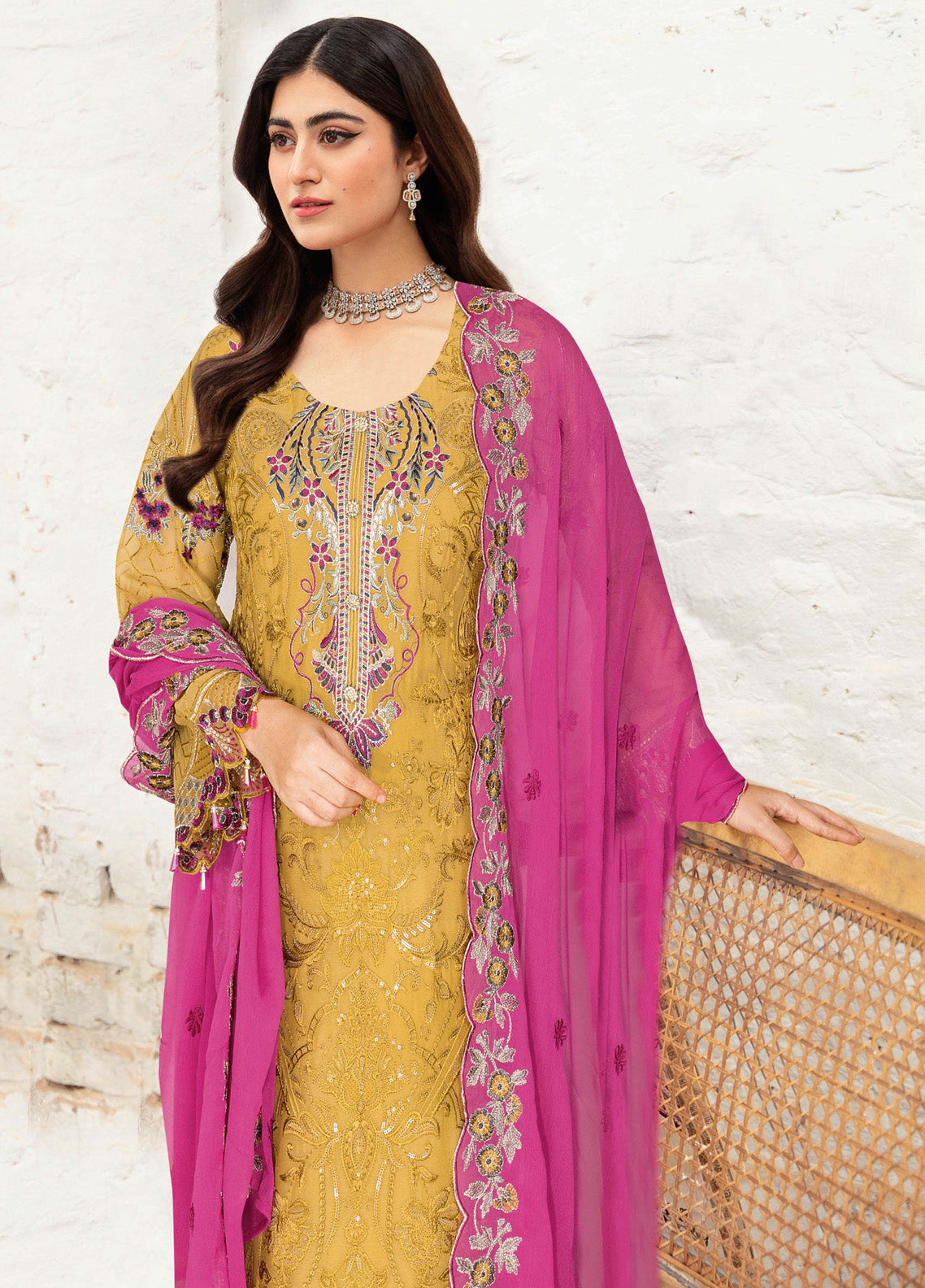 Sangeet By Ramsha Embroidered Chiffon 3 Piece Semi Stitched Suit RM24SV1 B-109 Sangeet By Ramsha Embroidered Chiffon 3 Piece Semi Stitched Suit RM24SV1 B-109