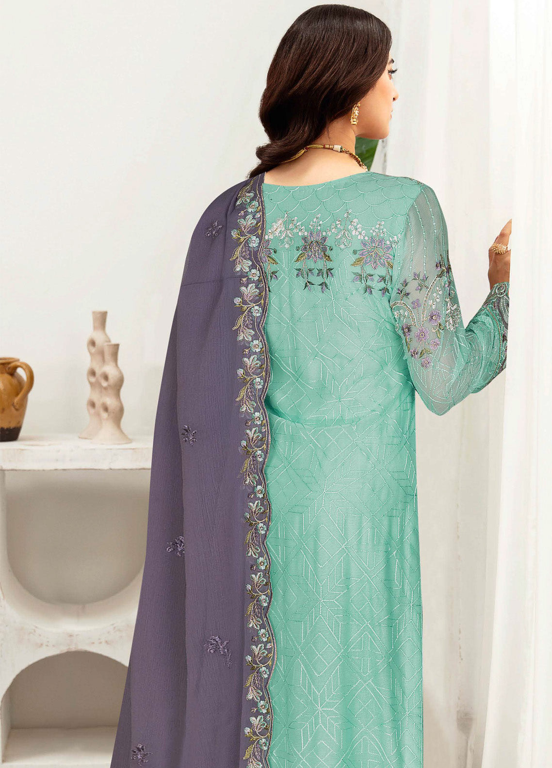 Sangeet By Ramsha Embroidered Chiffon 3 Piece Semi Stitched Suit RM24SV1 B-110 Sangeet By Ramsha Embroidered Chiffon 3 Piece Semi Stitched Suit RM24SV1 B-110