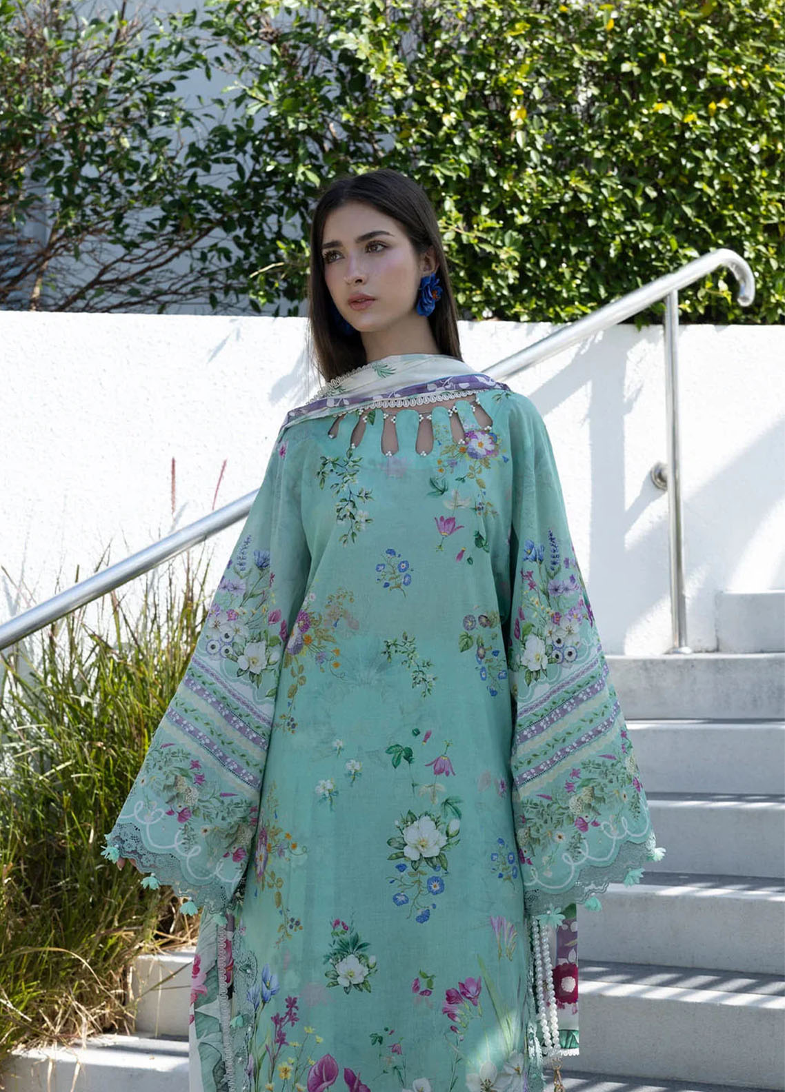 Santorini By Elaf Premium Printed Lawn 3 Piece Unstitched Suit EF26SP D-EPN-7A TEAL ME Santorini By Elaf Premium Printed Lawn 3 Piece Unstitched Suit EF26SP D-EPN-7A TEAL ME