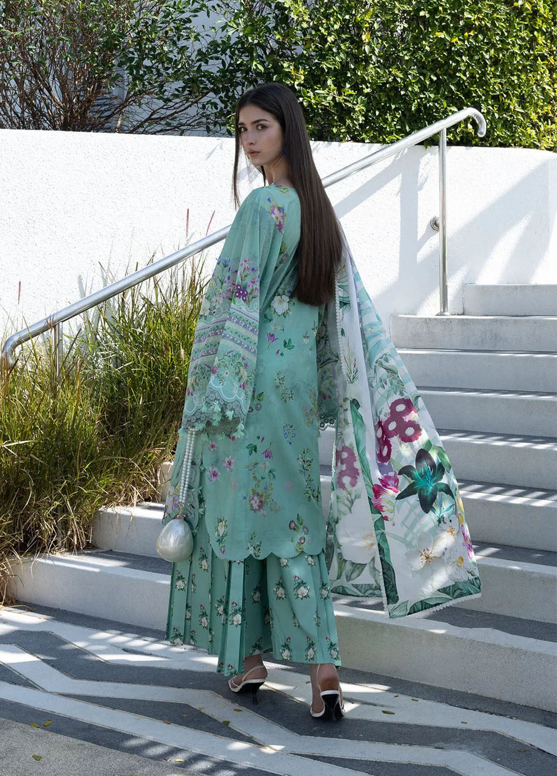 Santorini By Elaf Premium Printed Lawn 3 Piece Unstitched Suit EF26SP D-EPN-7A TEAL ME Santorini By Elaf Premium Printed Lawn 3 Piece Unstitched Suit EF26SP D-EPN-7A TEAL ME