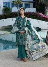 Santorini By Elaf Premium Printed Lawn 3 Piece Unstitched Suit EF26SP D-EPN-9A PEACOCK