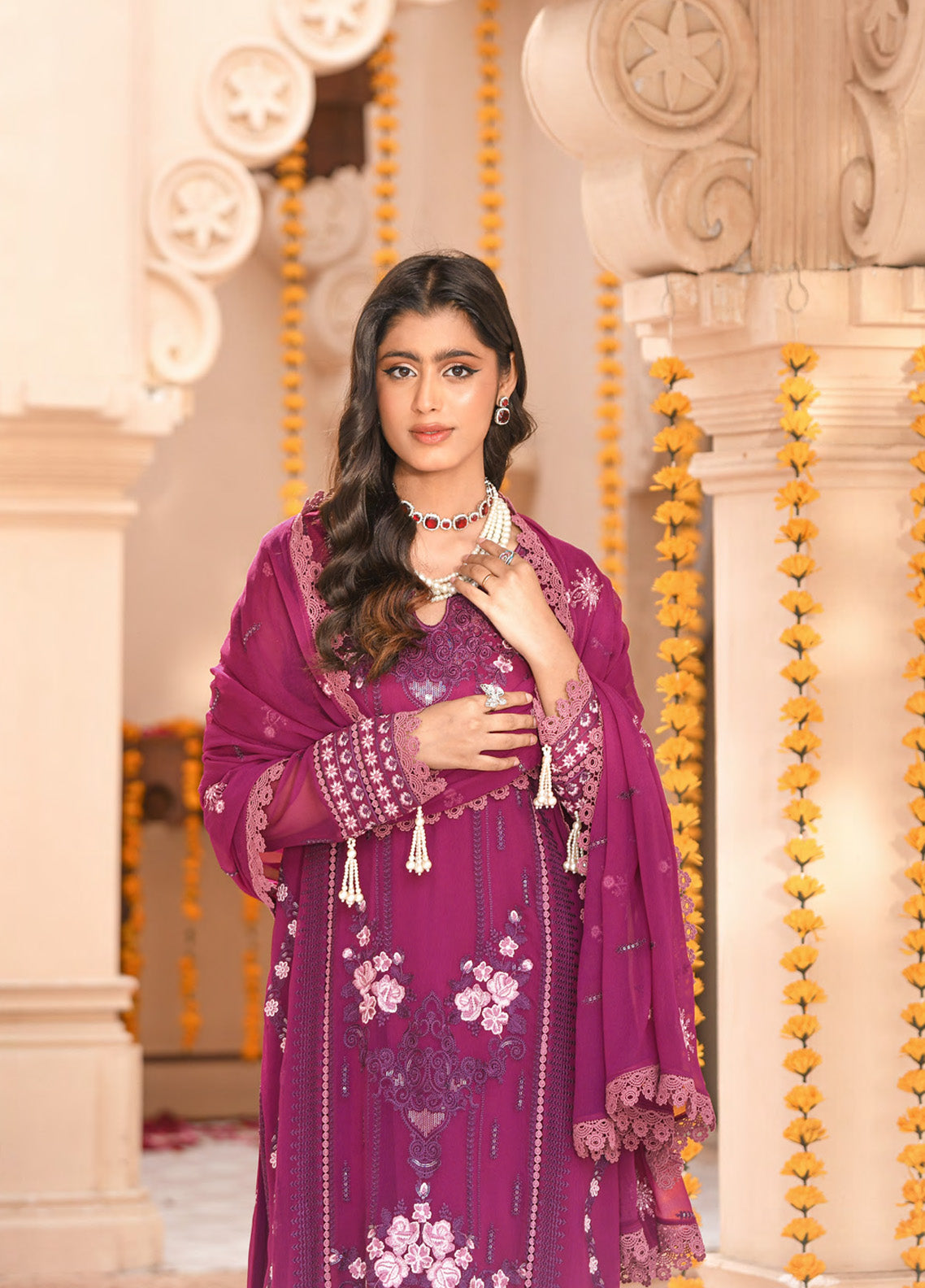 Saraab By Addee Embroidered Chiffon 3 Piece Stitched Suit AD25S D-MF-028 IRSA Saraab By Addee Embroidered Chiffon 3 Piece Stitched Suit AD25S D-MF-028 IRSA