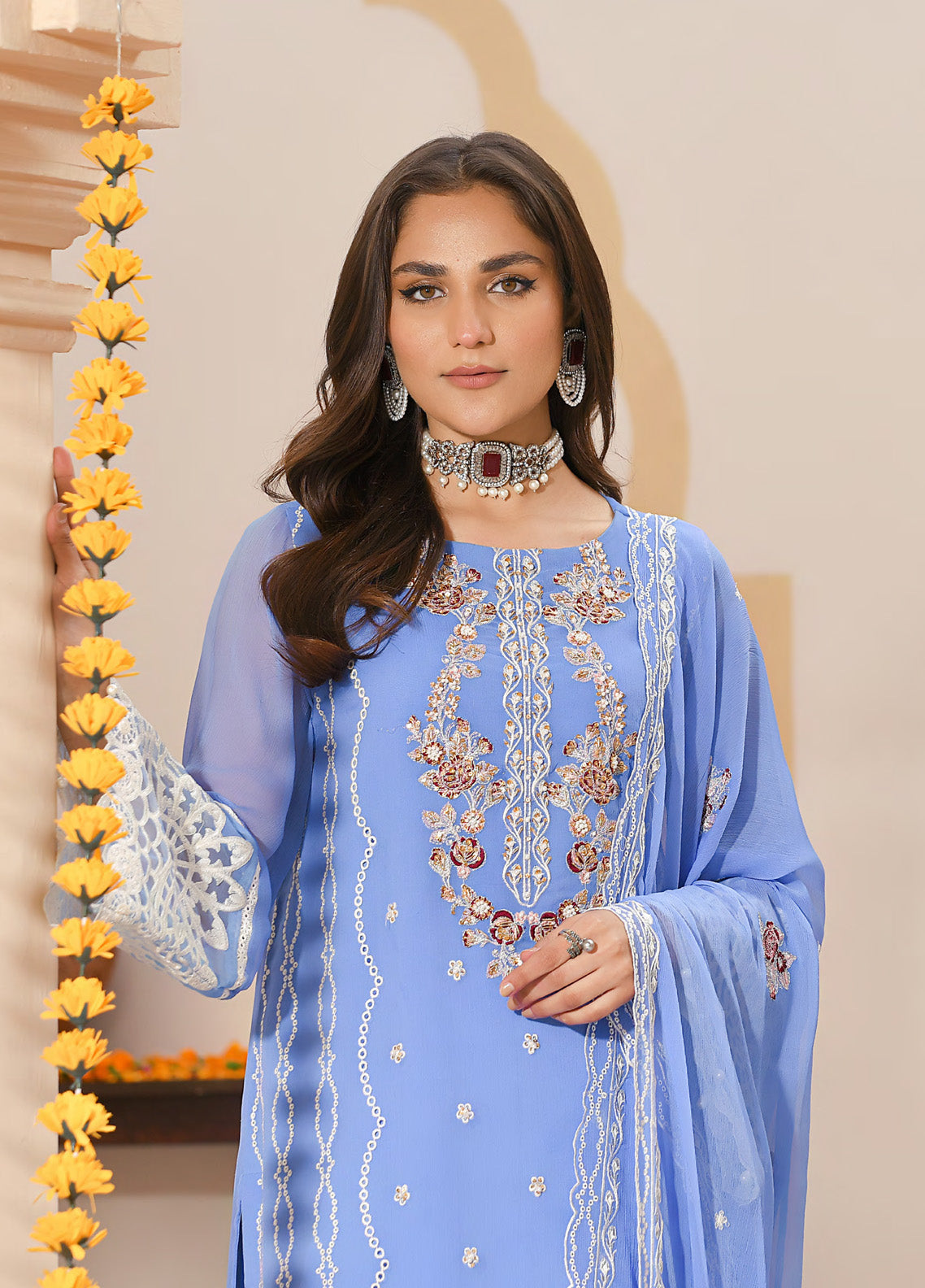 Saraab By Addee Embroidered Chiffon 3 Piece Stitched Suit AD25S D-MF-029 ARSH Saraab By Addee Embroidered Chiffon 3 Piece Stitched Suit AD25S D-MF-029 ARSH
