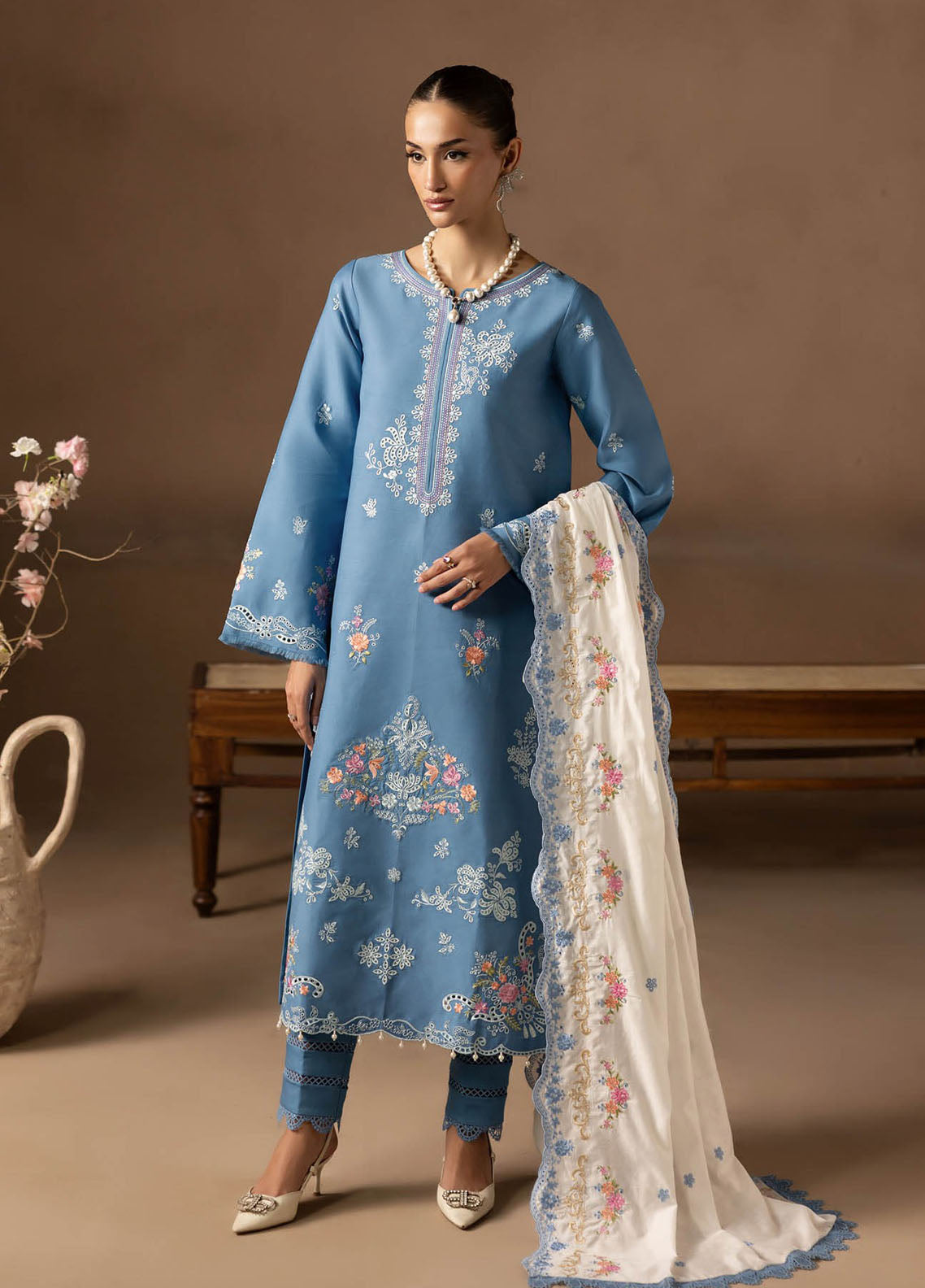 Sareen By Rajbari Premium Chikankari Viscose 3 Piece Unstitched Suit RB25S D-PVC-07 Sareen By Rajbari Premium Chikankari Viscose 3 Piece Unstitched Suit RB25S D-PVC-07