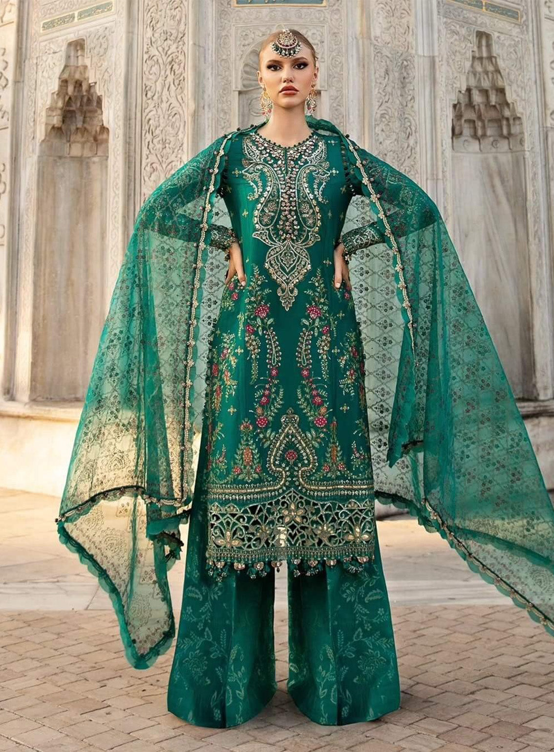 Sateen By Maria B Embroidered Cotton Satin 3 Piece Unstitched Suit MB24S CST-805 Sateen By Maria B Embroidered Cotton Satin 3 Piece Unstitched Suit MB24S CST-805