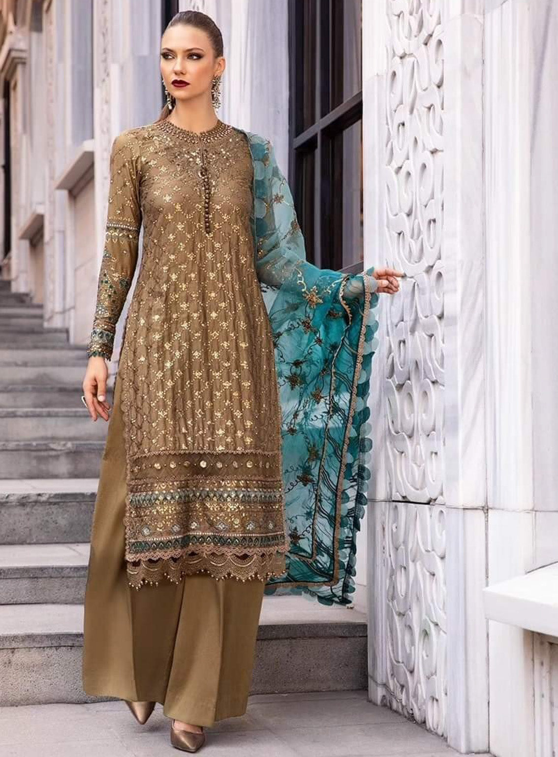 Sateen By Maria B Embroidered Cotton Satin 3 Piece Unstitched Suit MB24S CST-808 Sateen By Maria B Embroidered Cotton Satin 3 Piece Unstitched Suit MB24S CST-808