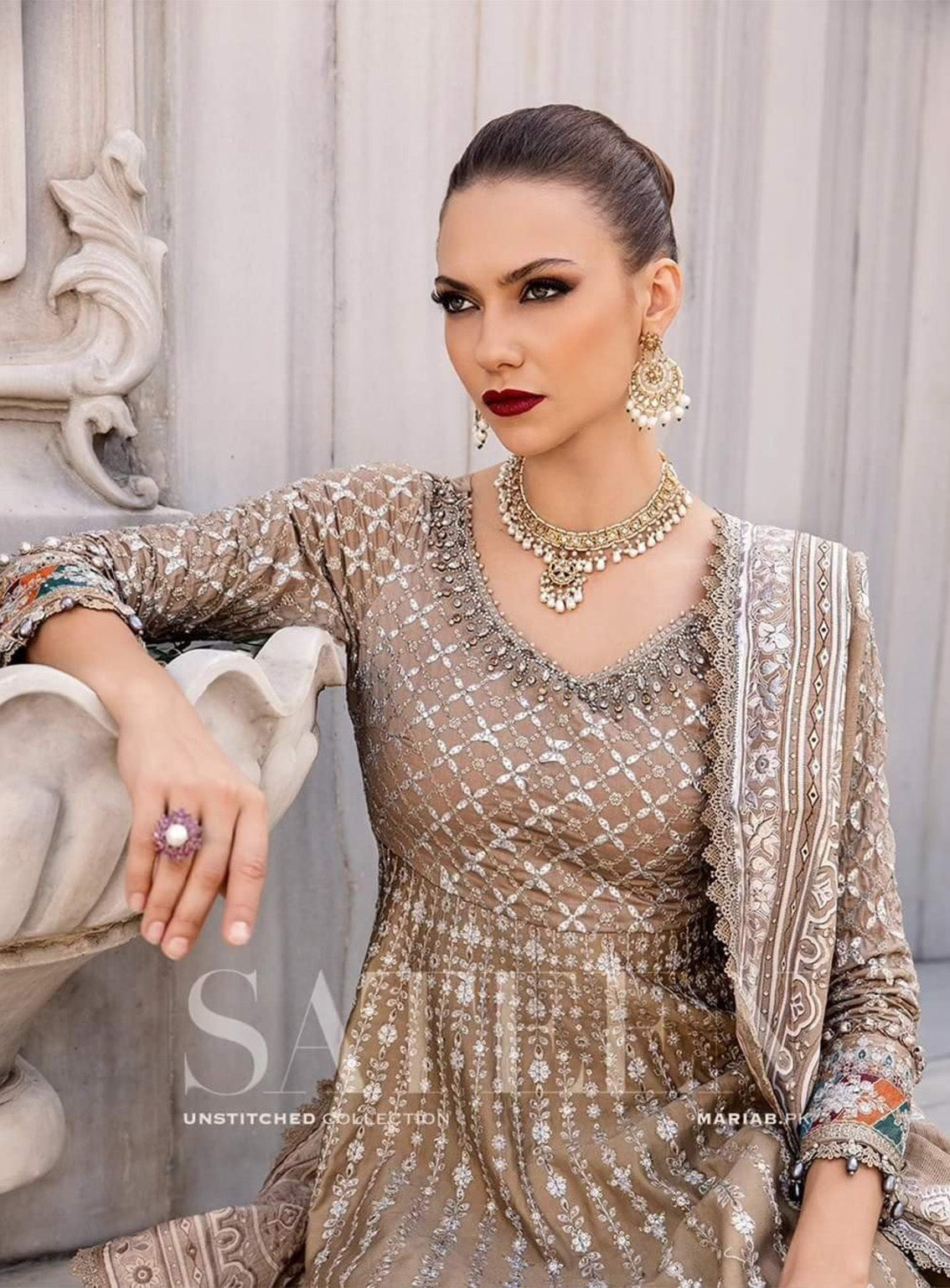 Sateen By Maria B Embroidered Cotton Satin 3 Piece Unstitched Suit MB24S CST-810 Sateen By Maria B Embroidered Cotton Satin 3 Piece Unstitched Suit MB24S CST-810