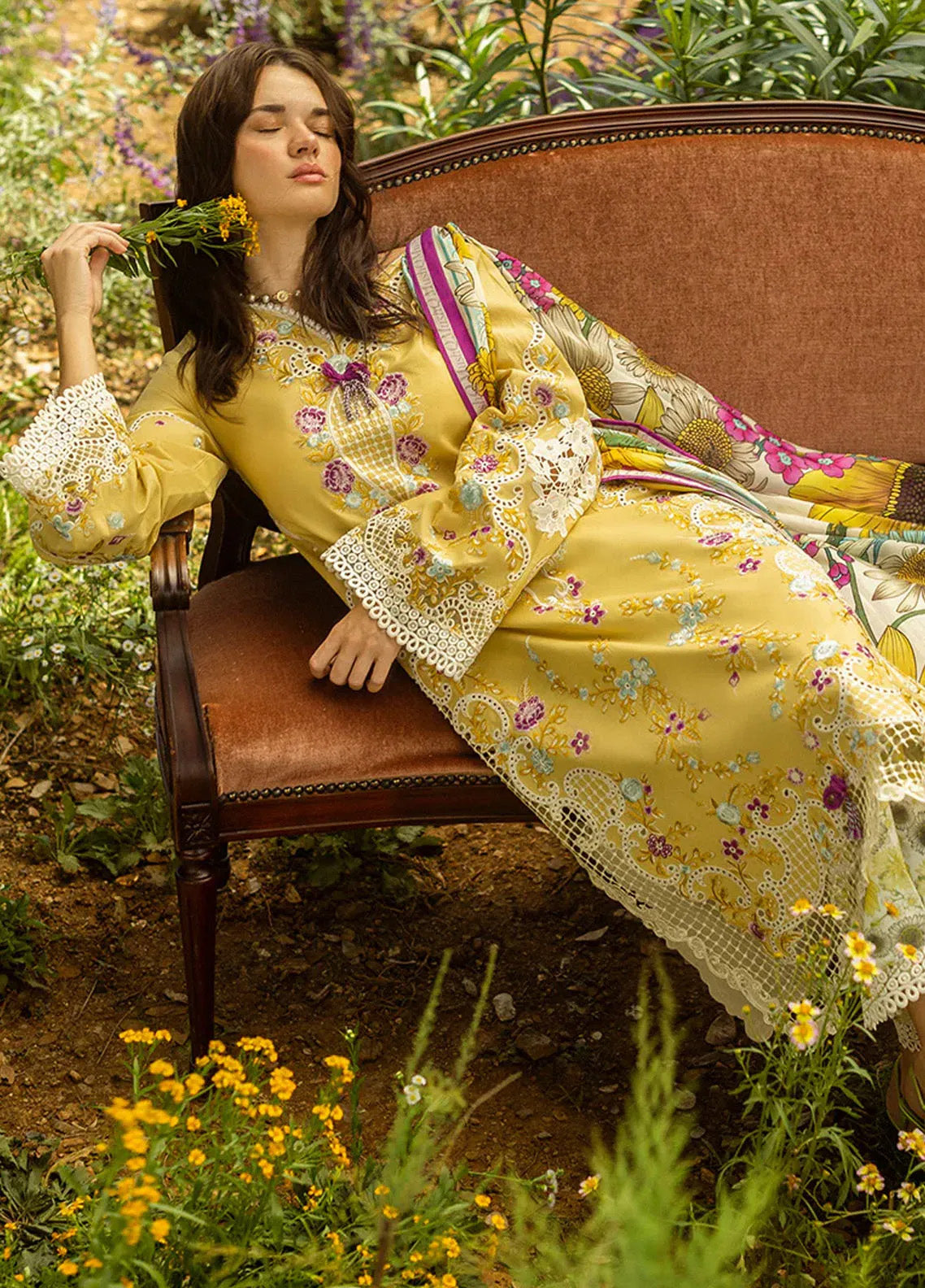 Secret Garden By Mushq Embroidered Lawn 3 Piece Unstitched Suit MQ25SG D-05B FADED SUNFLOWER Secret Garden By Mushq Embroidered Lawn 3 Piece Unstitched Suit MQ25SG D-05B FADED SUNFLOWER