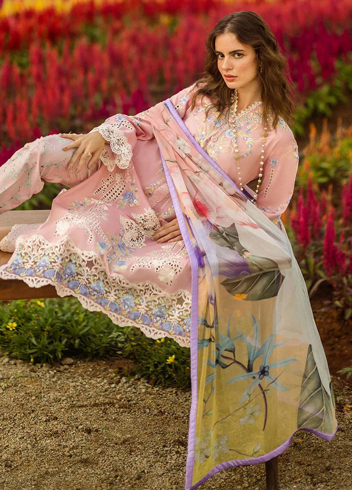 Secret Garden By Mushq Embroidered Lawn 3 Piece Unstitched Suit MQ25SG D-06A BUTTERFLY KISSES Secret Garden By Mushq Embroidered Lawn 3 Piece Unstitched Suit MQ25SG D-06A BUTTERFLY KISSES