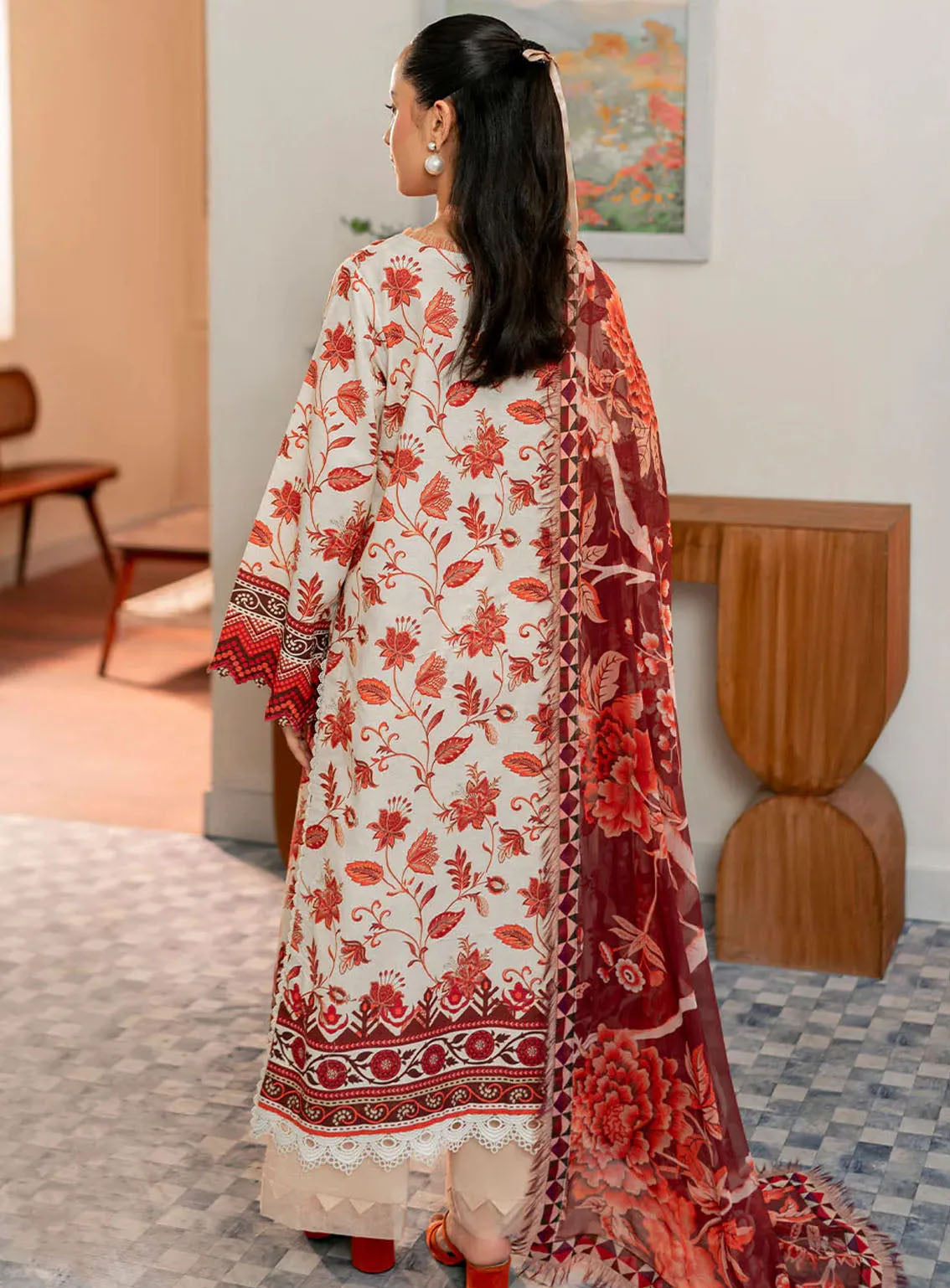 Selene By Roheenaz Embroidered Cambric 3 Piece Unstitched Suit RNZ24S RNP-03A RUSSET Selene By Roheenaz Embroidered Cambric 3 Piece Unstitched Suit RNZ24S RNP-03A RUSSET