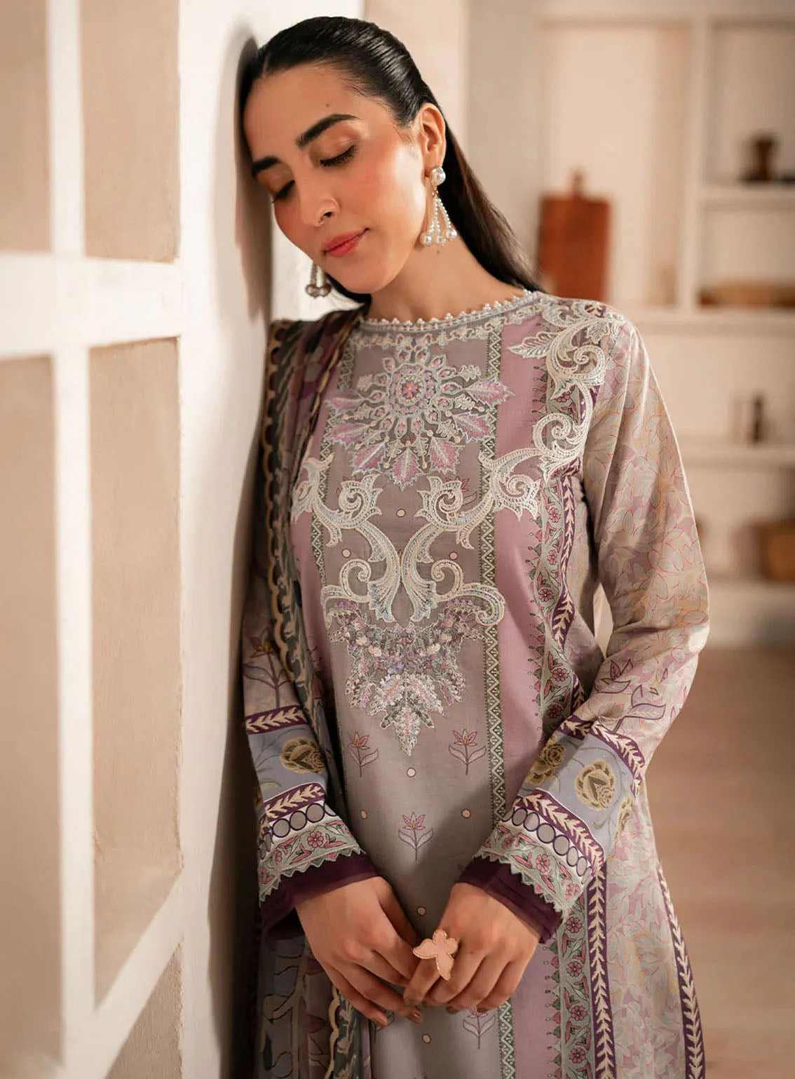 Selene By Roheenaz Embroidered Cambric 3 Piece Unstitched Suit RNZ24S RNP-07B LAVENDER Selene By Roheenaz Embroidered Cambric 3 Piece Unstitched Suit RNZ24S RNP-07B LAVENDER