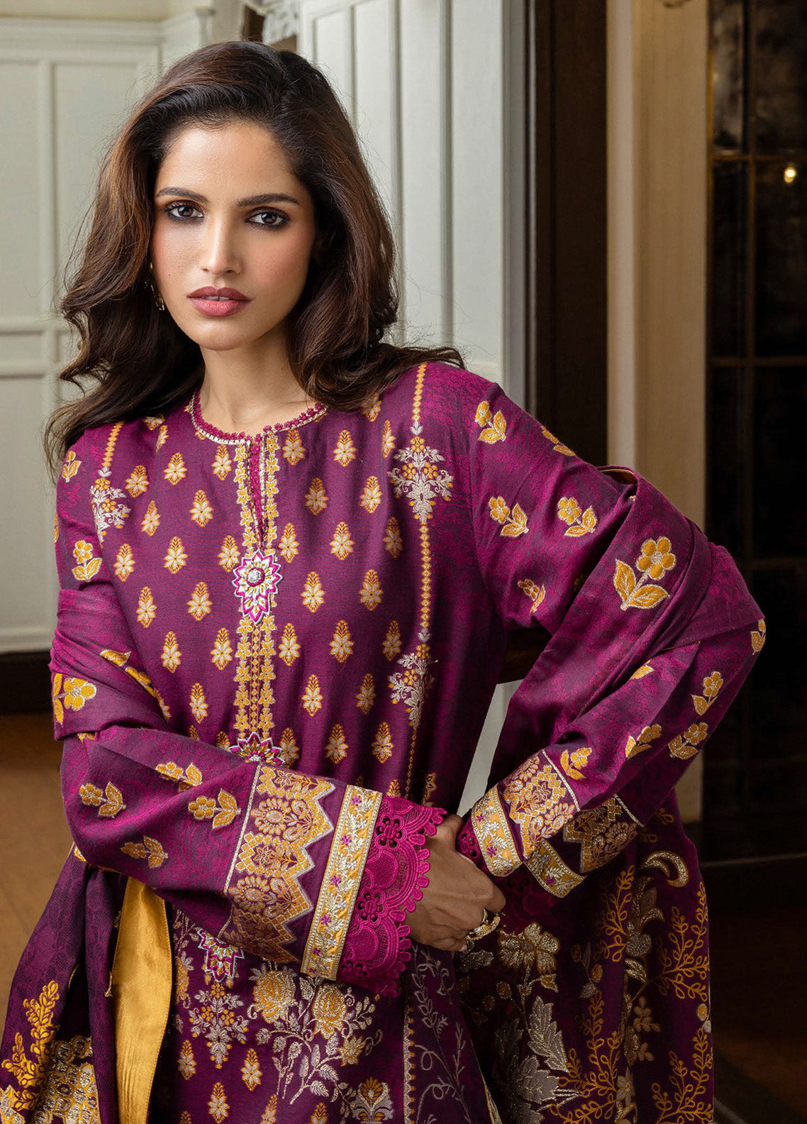 Seraph By Mushq Jacquard Embroidered Lawn 3 Piece Unstitched Suit MQ25SJL D-04 ELEANOR Seraph By Mushq Jacquard Embroidered Lawn 3 Piece Unstitched Suit MQ25SJL D-04 ELEANOR