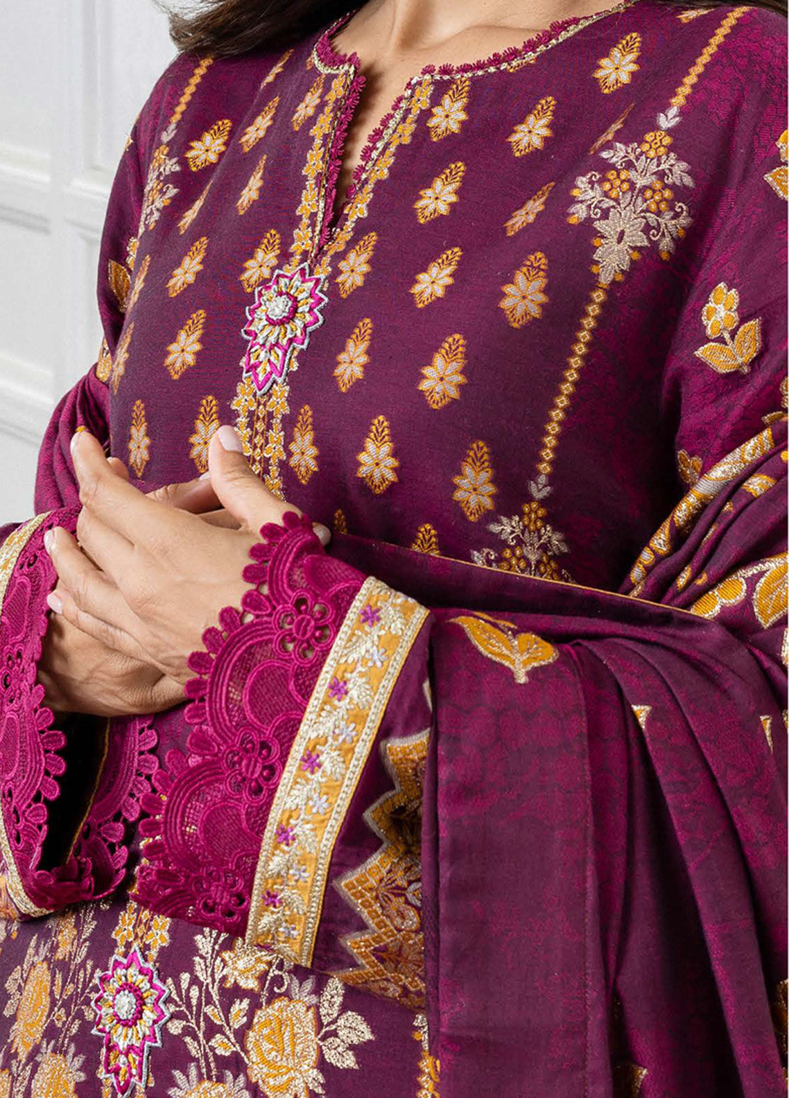 Seraph By Mushq Jacquard Embroidered Lawn 3 Piece Unstitched Suit MQ25SJL D-04 ELEANOR Seraph By Mushq Jacquard Embroidered Lawn 3 Piece Unstitched Suit MQ25SJL D-04 ELEANOR
