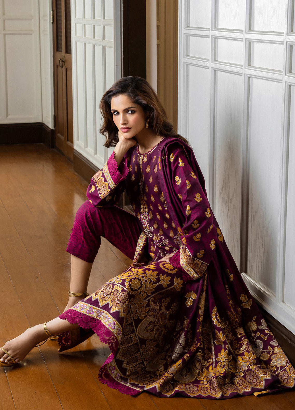 Seraph By Mushq Jacquard Embroidered Lawn 3 Piece Unstitched Suit MQ25SJL D-04 ELEANOR Seraph By Mushq Jacquard Embroidered Lawn 3 Piece Unstitched Suit MQ25SJL D-04 ELEANOR