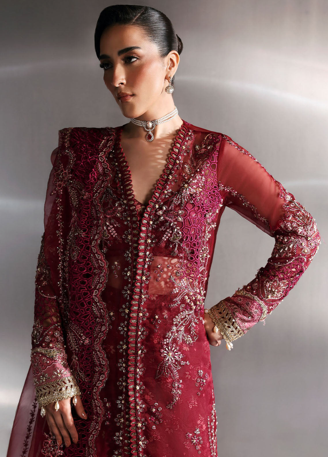 Seraphine By Zarposh Fomral Embroidered Organza 3 Piece Unstitched Suit ZP26SWF D-GARNET Seraphine By Zarposh Fomral Embroidered Organza 3 Piece Unstitched Suit ZP26SWF D-GARNET