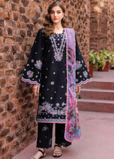 Seraya By Farasha Embroidered Lawn 3 Piece Unstitched Suit FSH25SL D-01 SABLE