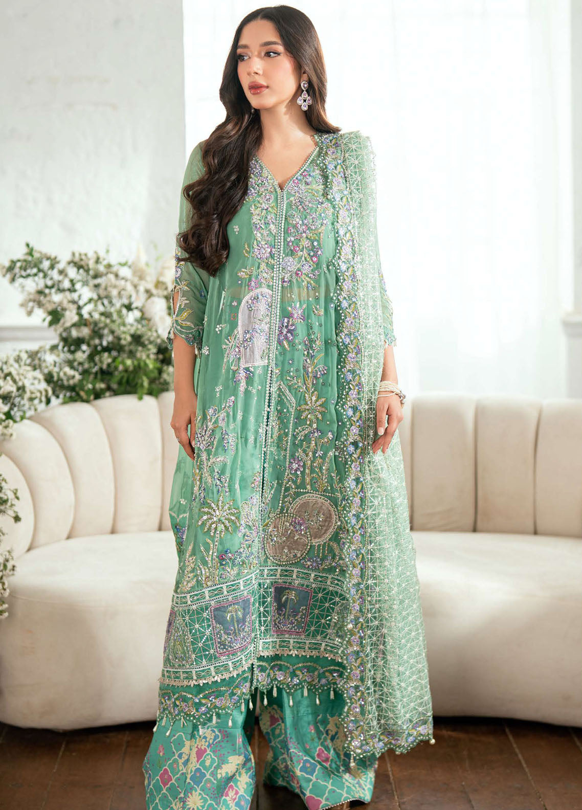 Shaam Shandar By Mushq Embroidered Chiffon 3 Piece Unstitched Suit MQ25SS D-08 ADAA Shaam Shandar By Mushq Embroidered Chiffon 3 Piece Unstitched Suit MQ25SS D-08 ADAA