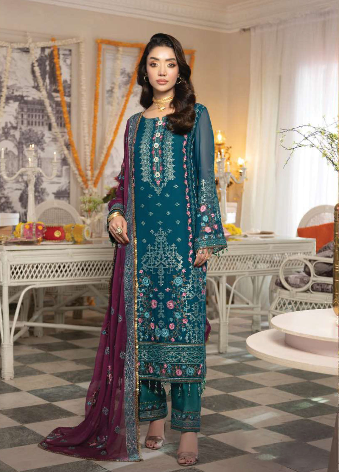 Shagun By Imrozia Premium Embroidered Chiffon 3 Piece Unstitched Suit IM25S D-M-110 HINAAYA Shagun By Imrozia Premium Embroidered Chiffon 3 Piece Unstitched Suit IM25S D-M-110 HINAAYA