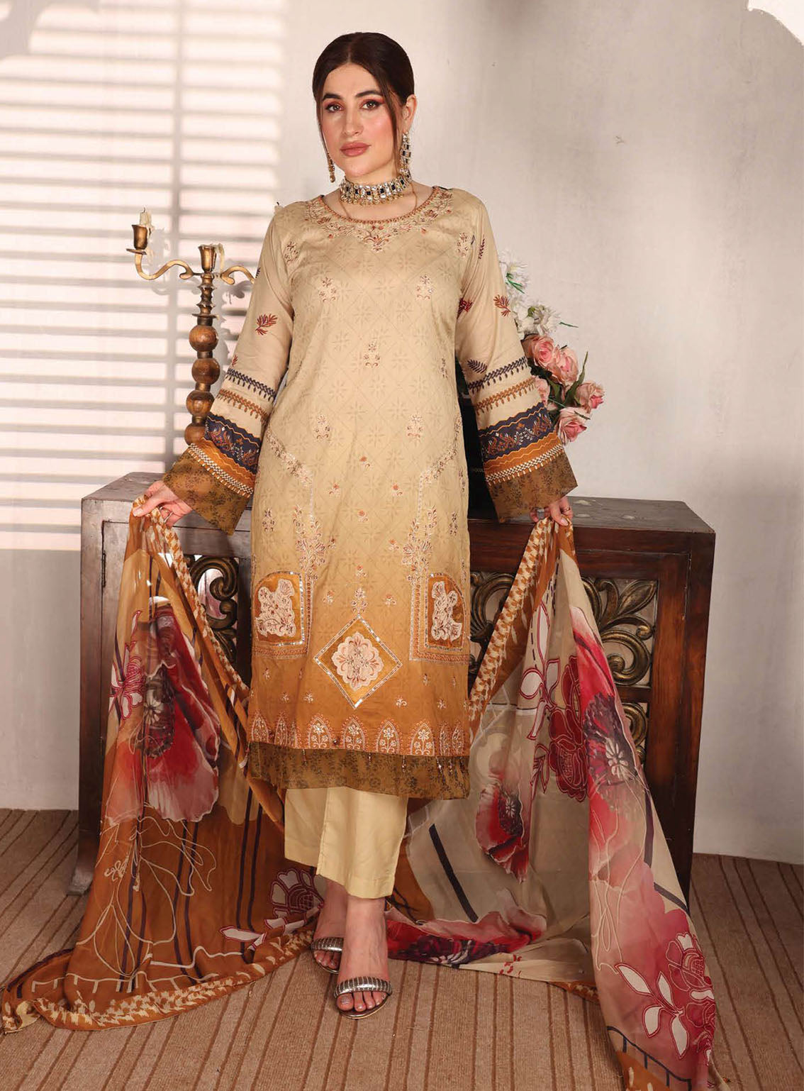 Shahkar By Schick Exclusive Embroidered Lawn 3 Piece Unstitched Suit SDH24SE D-01 Shahkar By Schick Exclusive Embroidered Lawn 3 Piece Unstitched Suit SDH24SE D-01