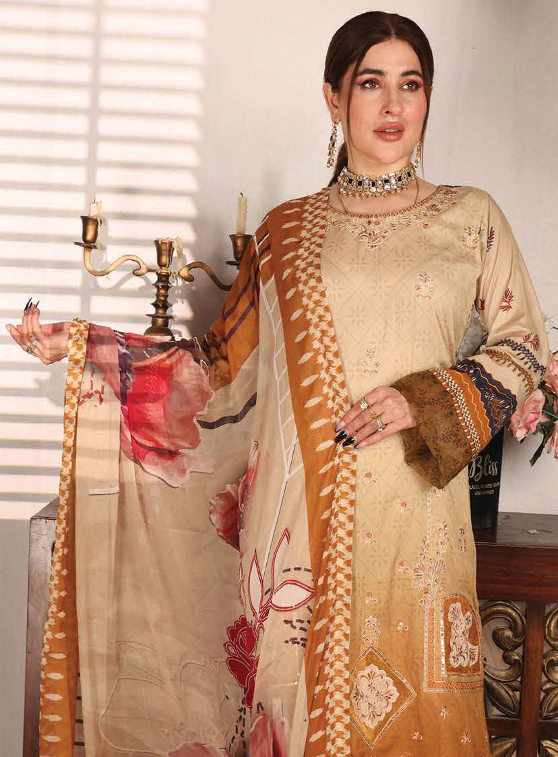 Shahkar By Schick Exclusive Embroidered Lawn 3 Piece Unstitched Suit SDH24SE D-01 Shahkar By Schick Exclusive Embroidered Lawn 3 Piece Unstitched Suit SDH24SE D-01