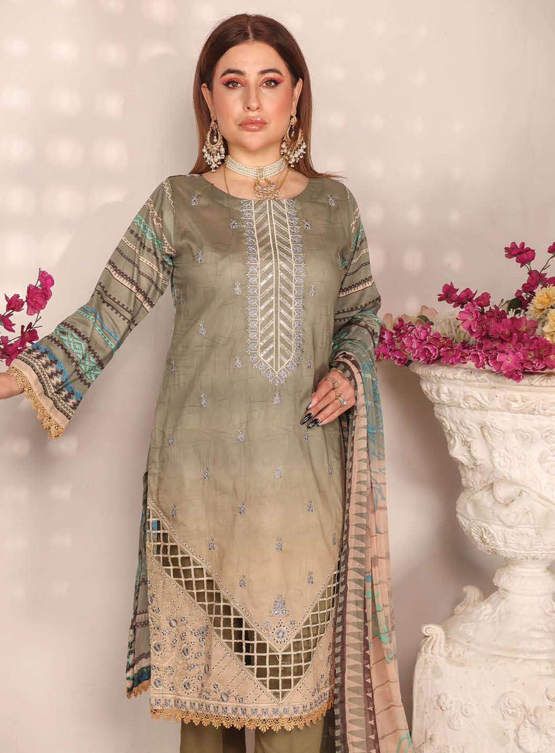 Shahkar By Schick Exclusive Embroidered Lawn 3 Piece Unstitched Suit SDH24SE D-02 Shahkar By Schick Exclusive Embroidered Lawn 3 Piece Unstitched Suit SDH24SE D-02